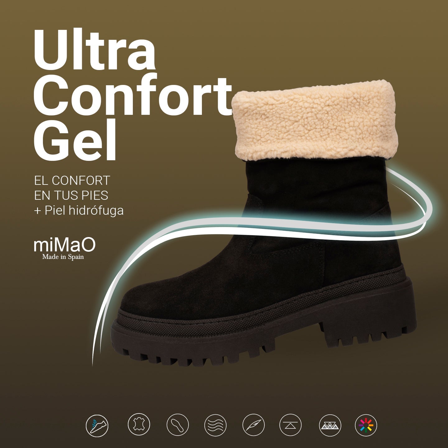 POLAR Botas NEGRAS de piel hidrófuga