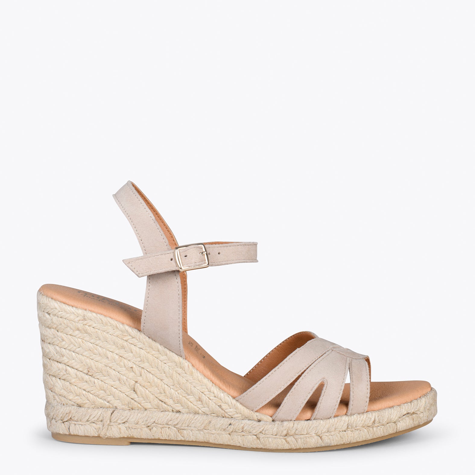 OYAMBRE - Sandalias con cuña de esparto Cangrejera ARENA