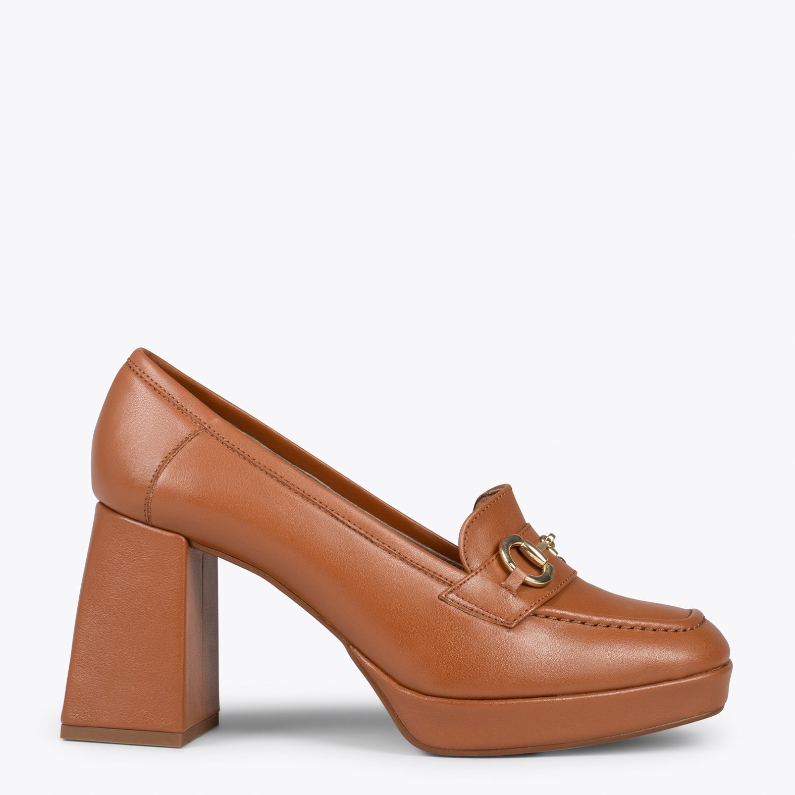 ANNETTE – Mocasines de mujer con tacón y plataforma CAMEL