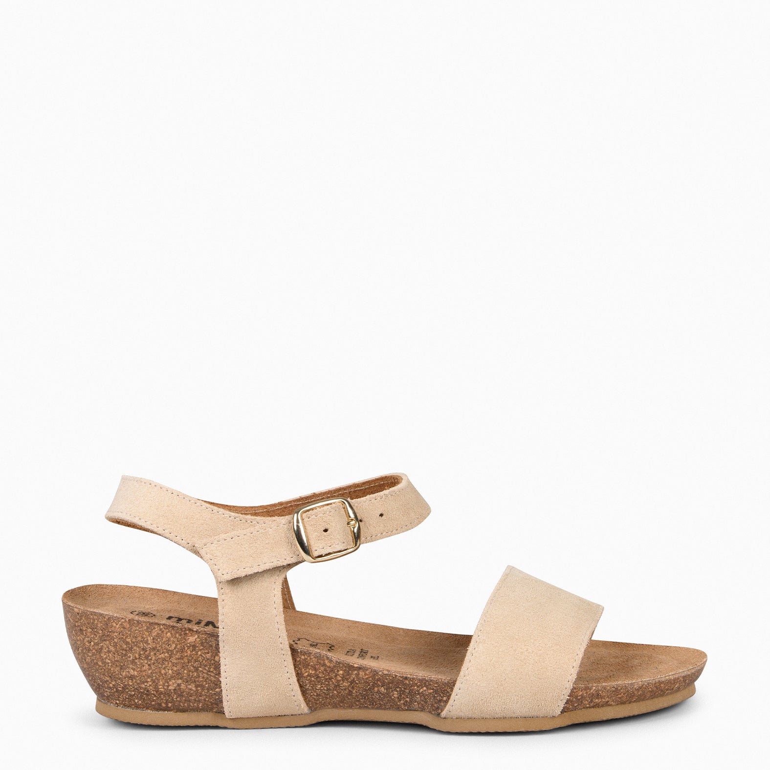 OAK – Sandalias Bio de serraje con cuña BEIGE