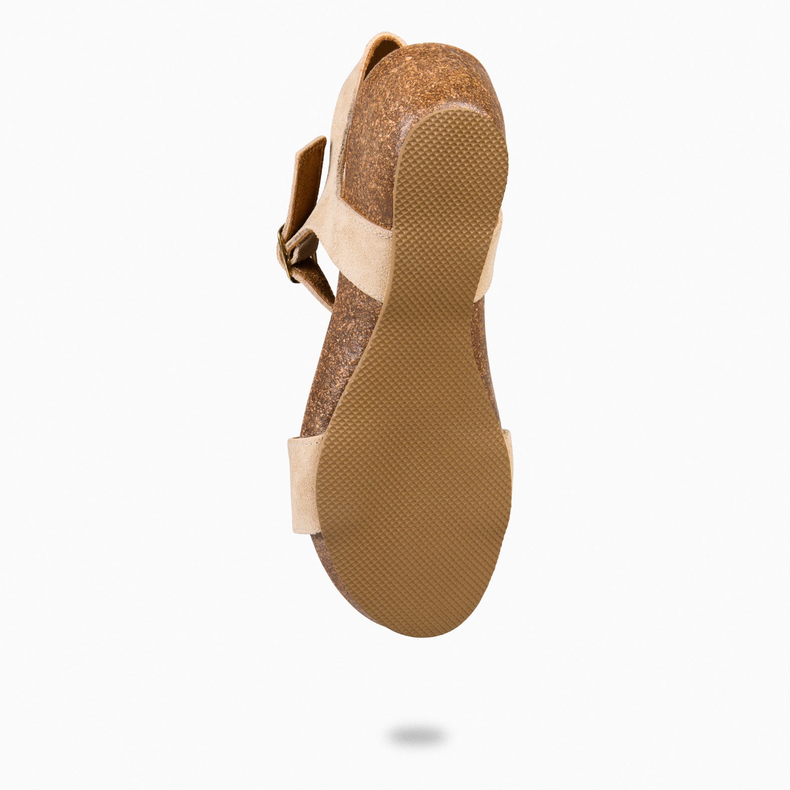 OAK – Sandalias Bio de serraje con cuña BEIGE