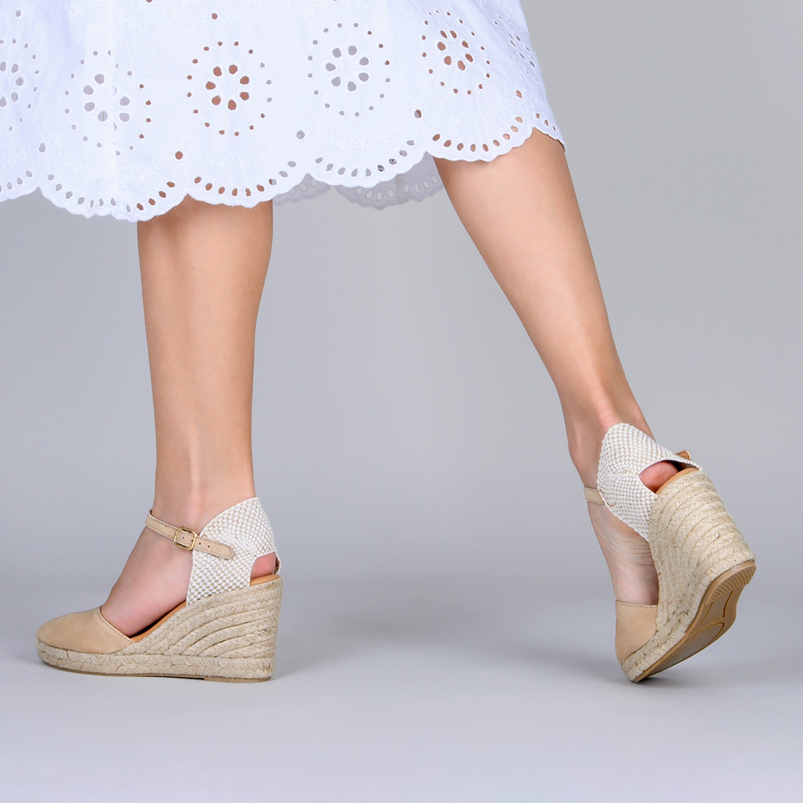 NERJA - Cuñas altas de esparto BEIGE