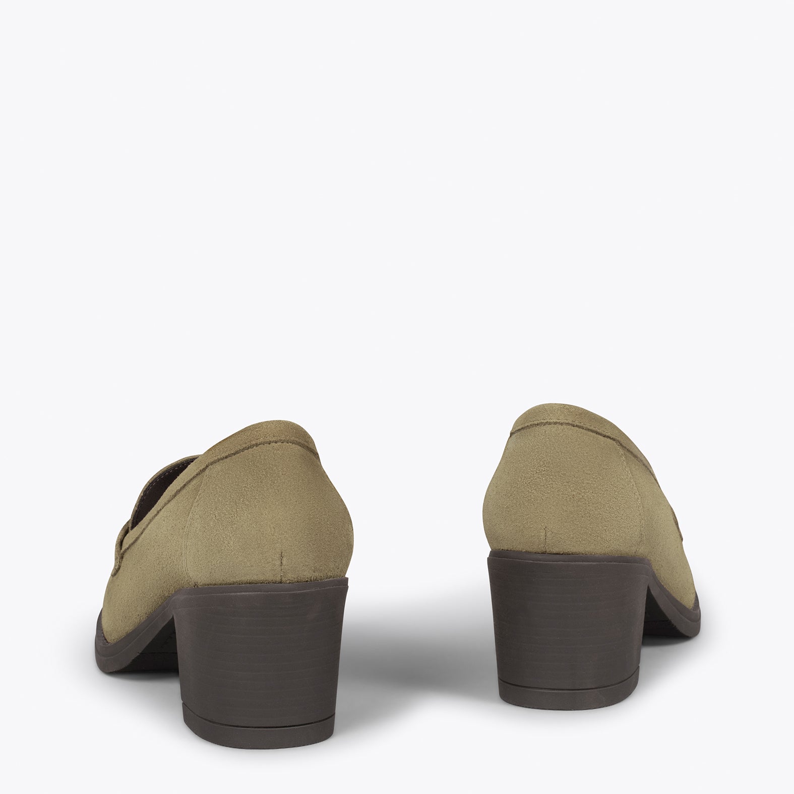 MOKKA - Mocasín de serraje con tacón VERDE