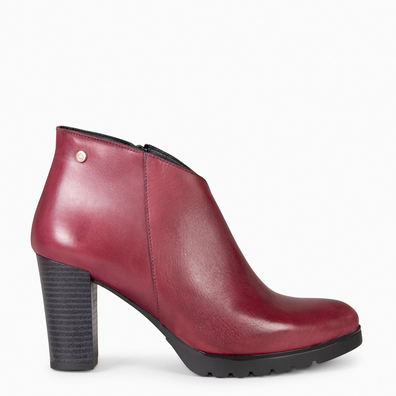 CLASSIC - Botines de mujer con tacón en BURDEOS