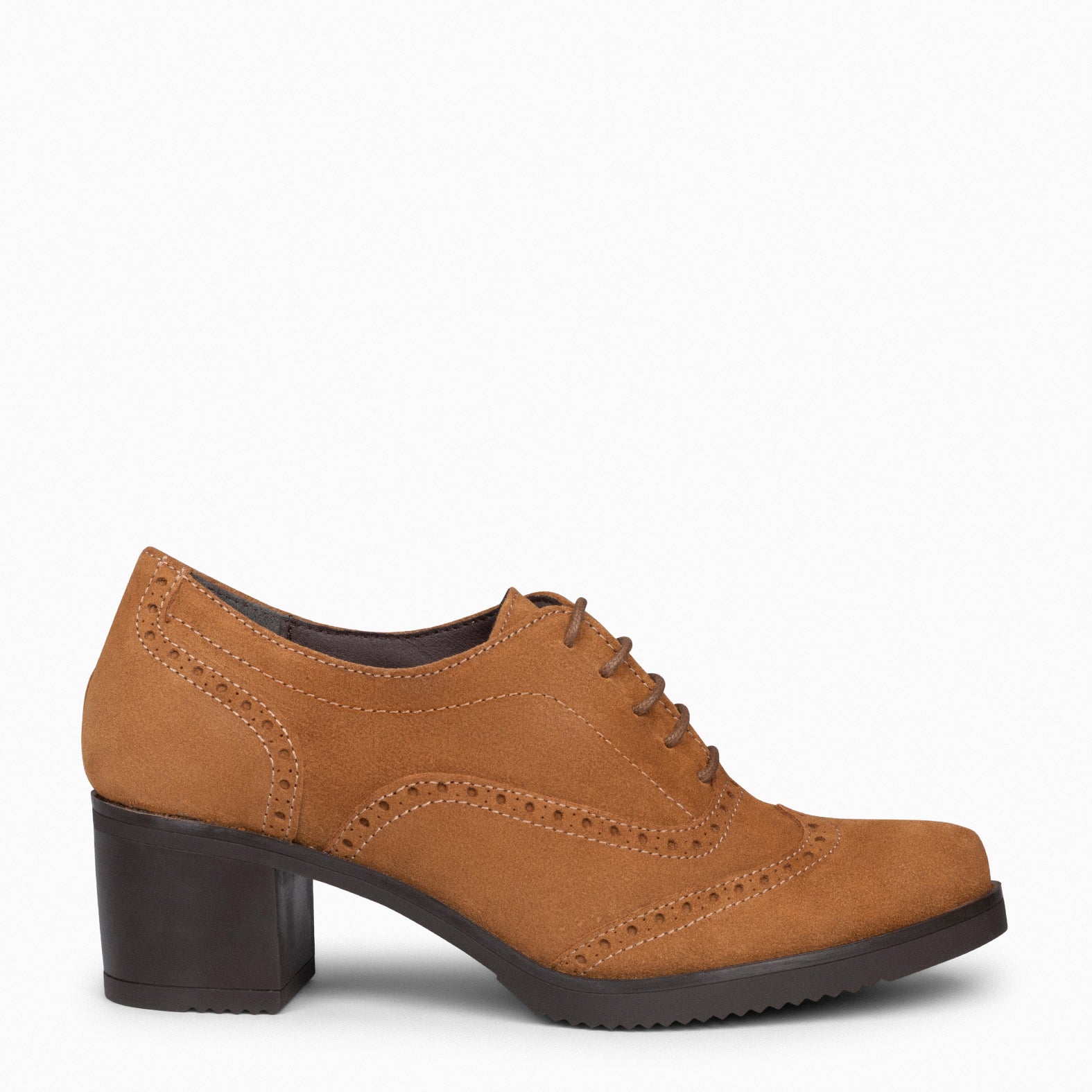 OXFORD – Blucher de mujer con tacón CAMEL