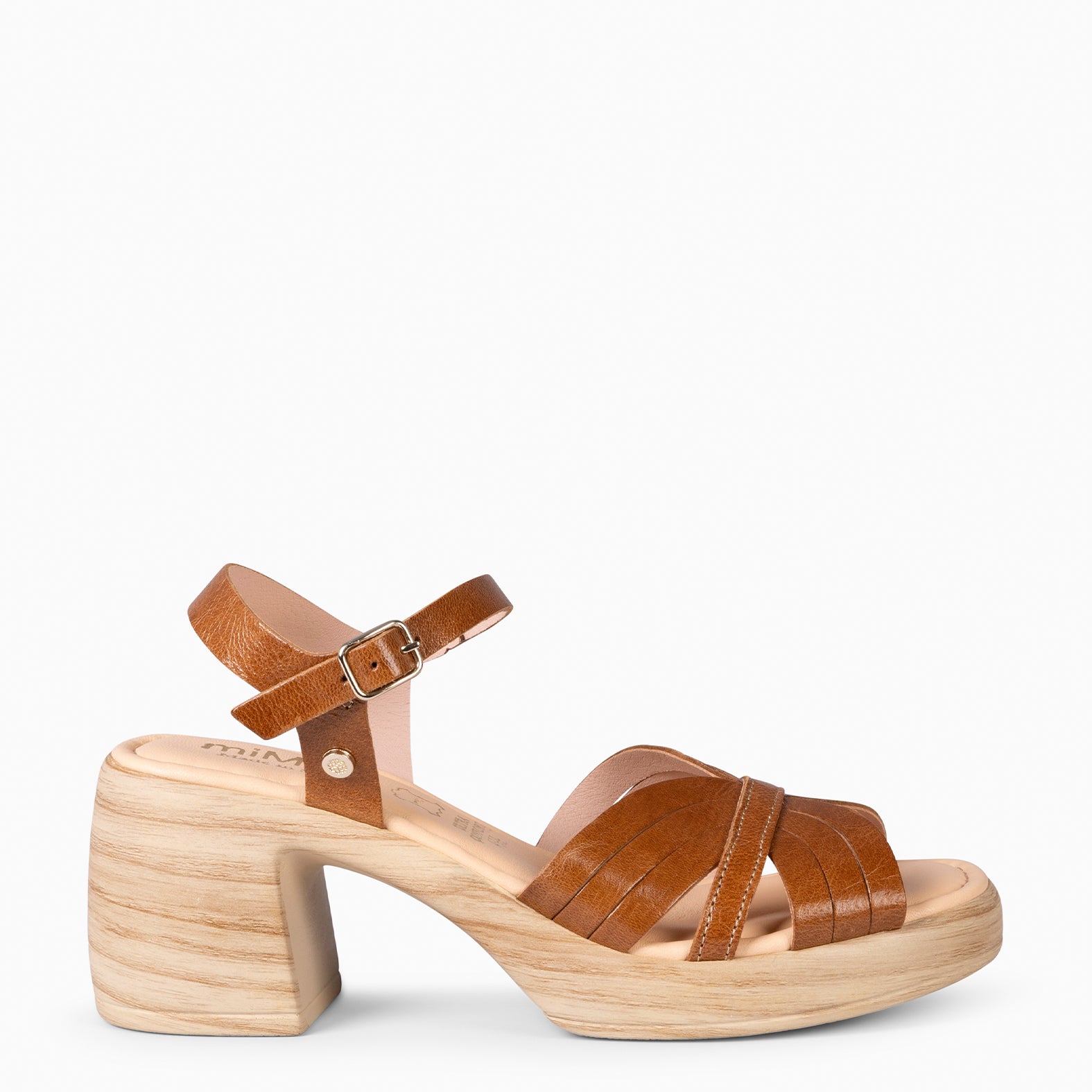 LANCY - SANDALIAS CASUAL DE TACÓN CAMEL