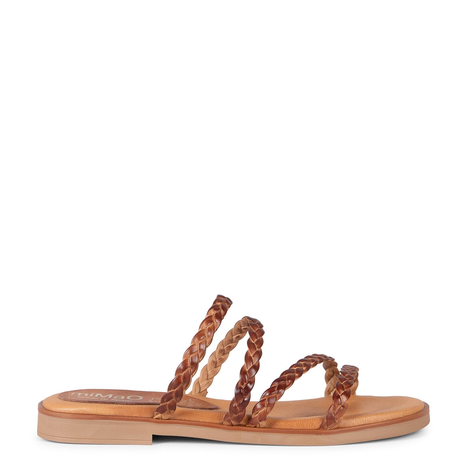 HIDRA - Sandalias planas trenzadas CAMEL