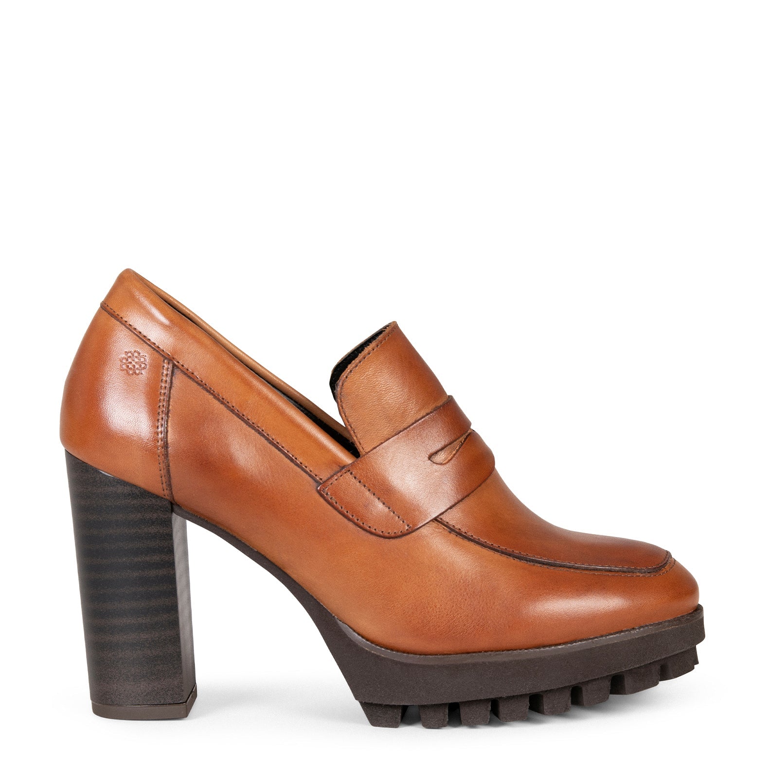 TREND - Mocasín con tacón y plataforma CAMEL