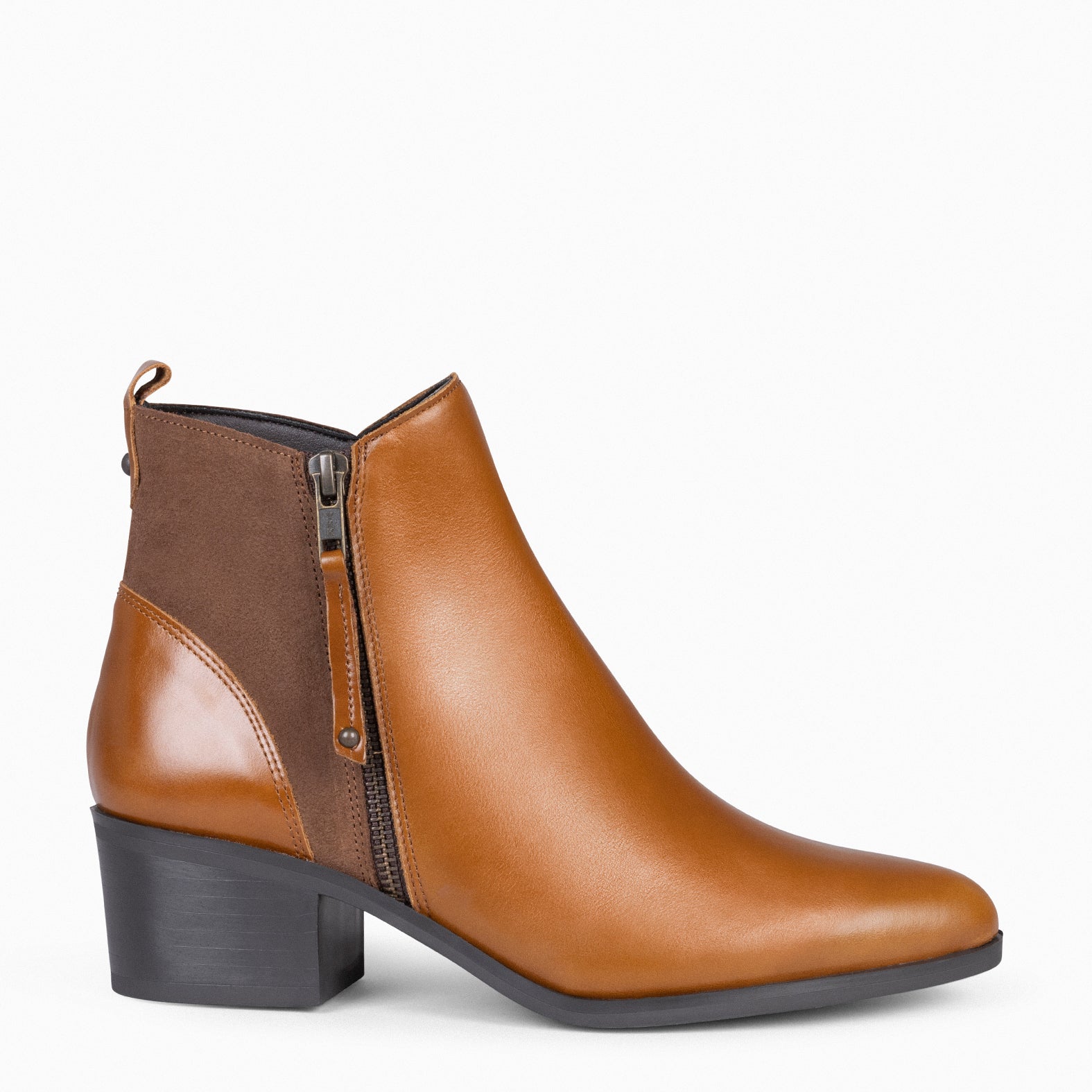 REBECCA - Botines con Tacón para Mujer Camel