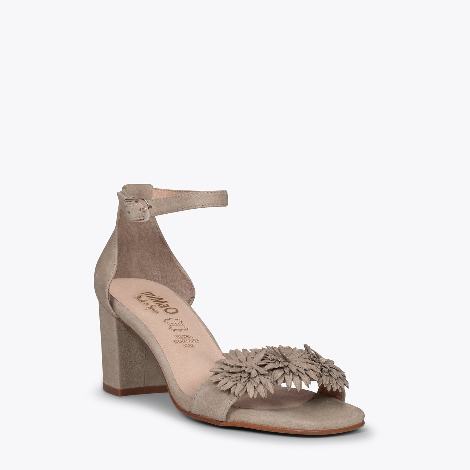 ZINNIA - Sandalias de fiesta con flores CAMEL