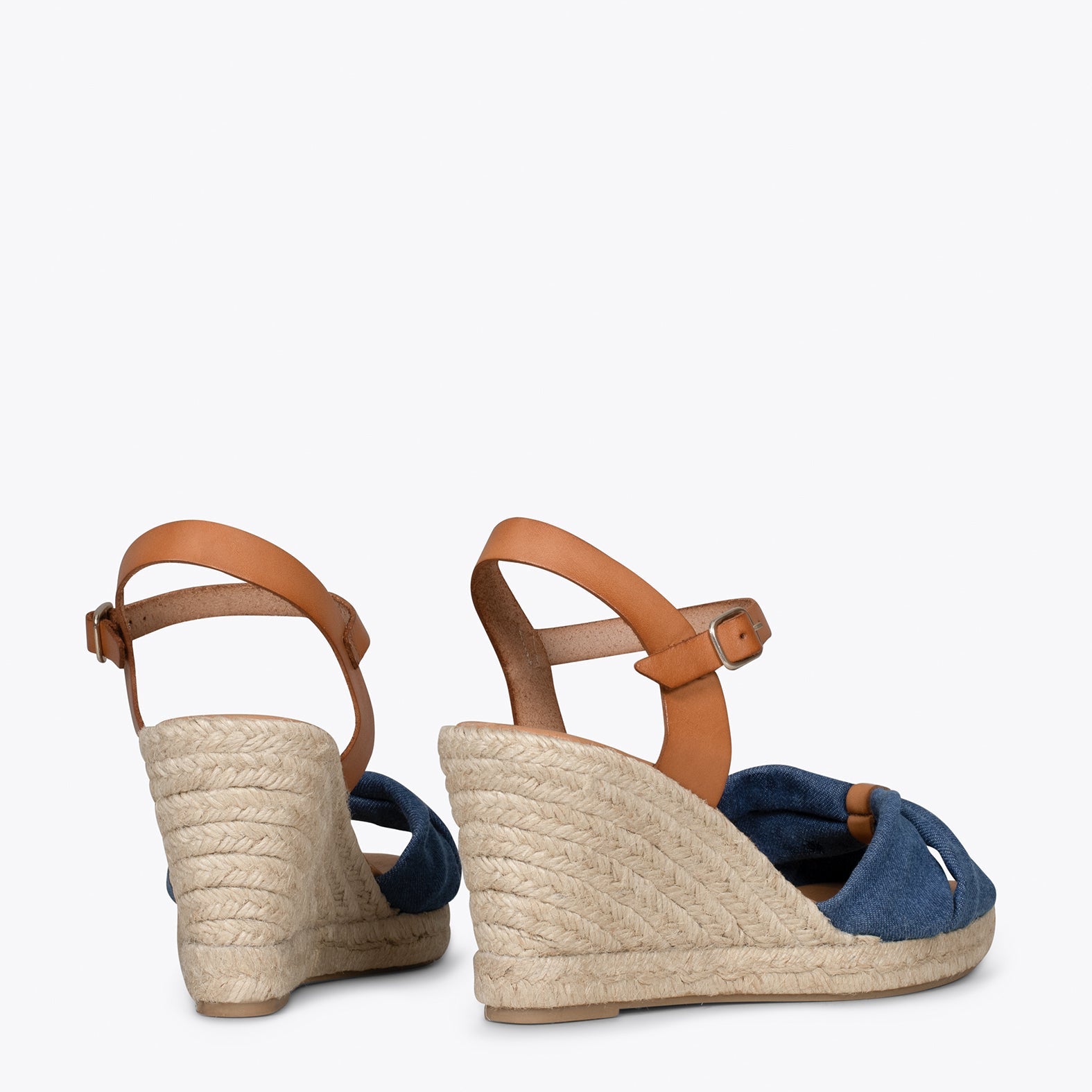 PALMA - Sandalias de esparto de tela vaquera AZULES