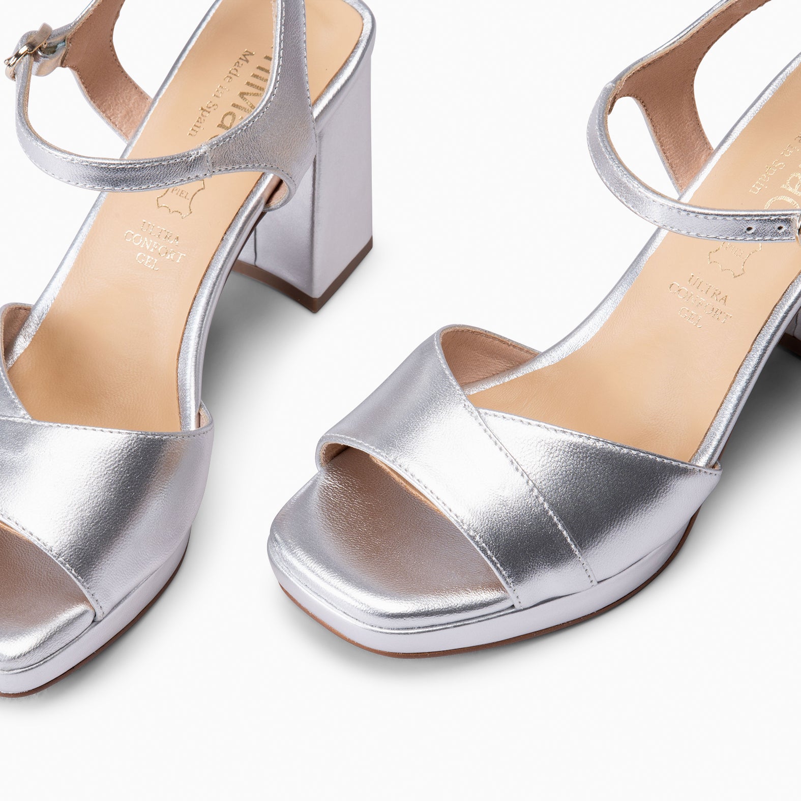 MICHELLE - ZAPATOS DE MUJER DE TACÓN ANCHO PLATA