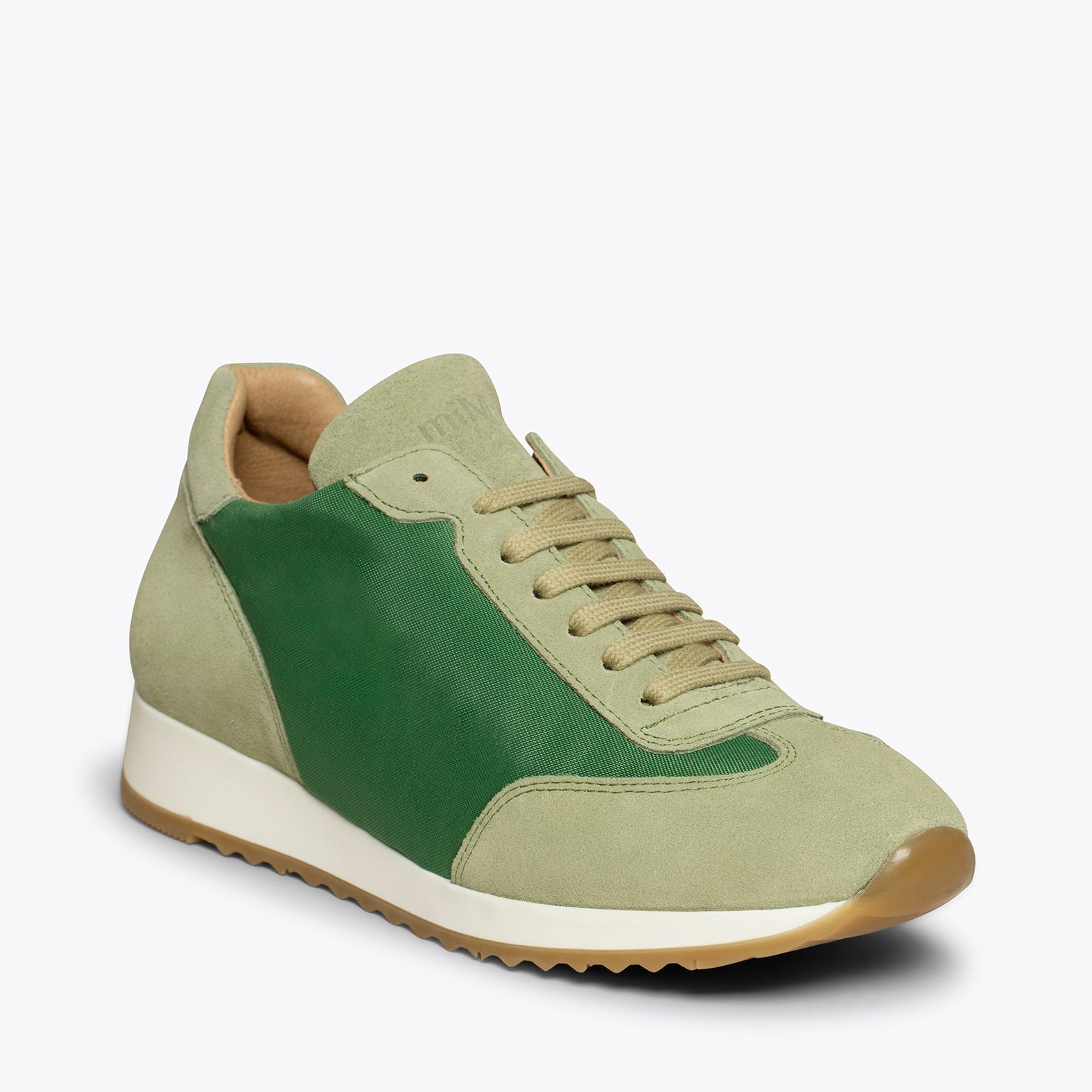 CASUAL – Deportiva de piel VERDE con nylon – Memory Absorber Foam