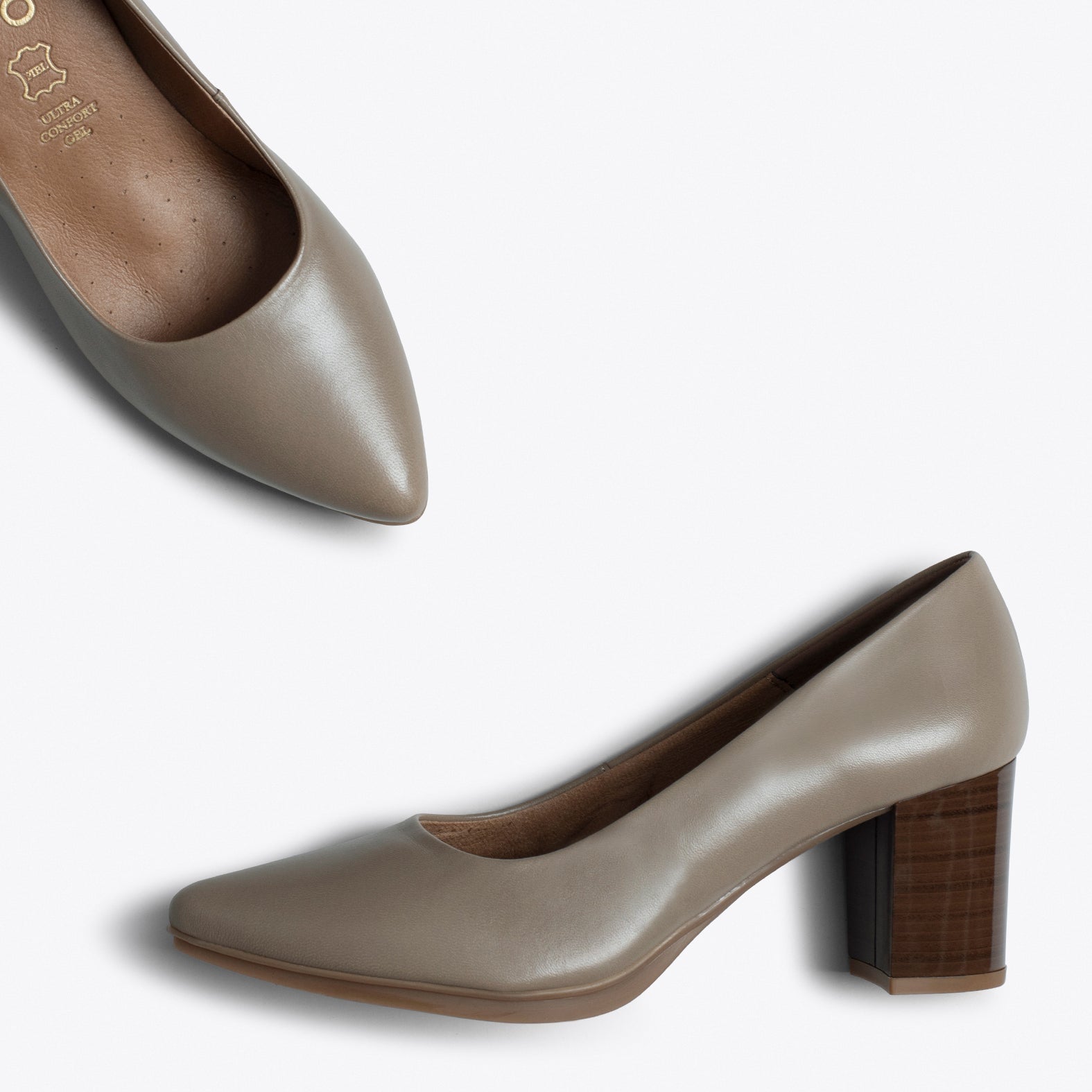 URBAN S SALON - Zapato TAUPE con tacón madera