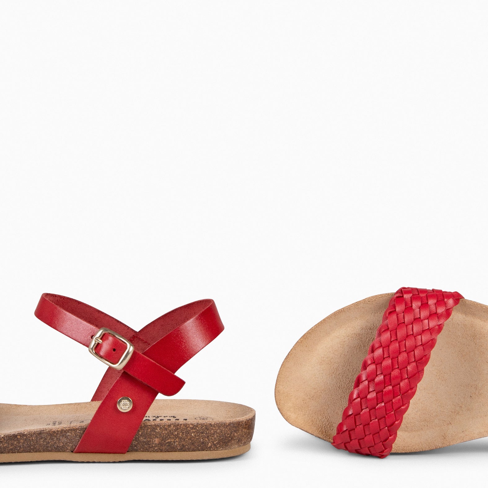 AIRE - Sandalias Planas BIO de tira Trenzada ROJO