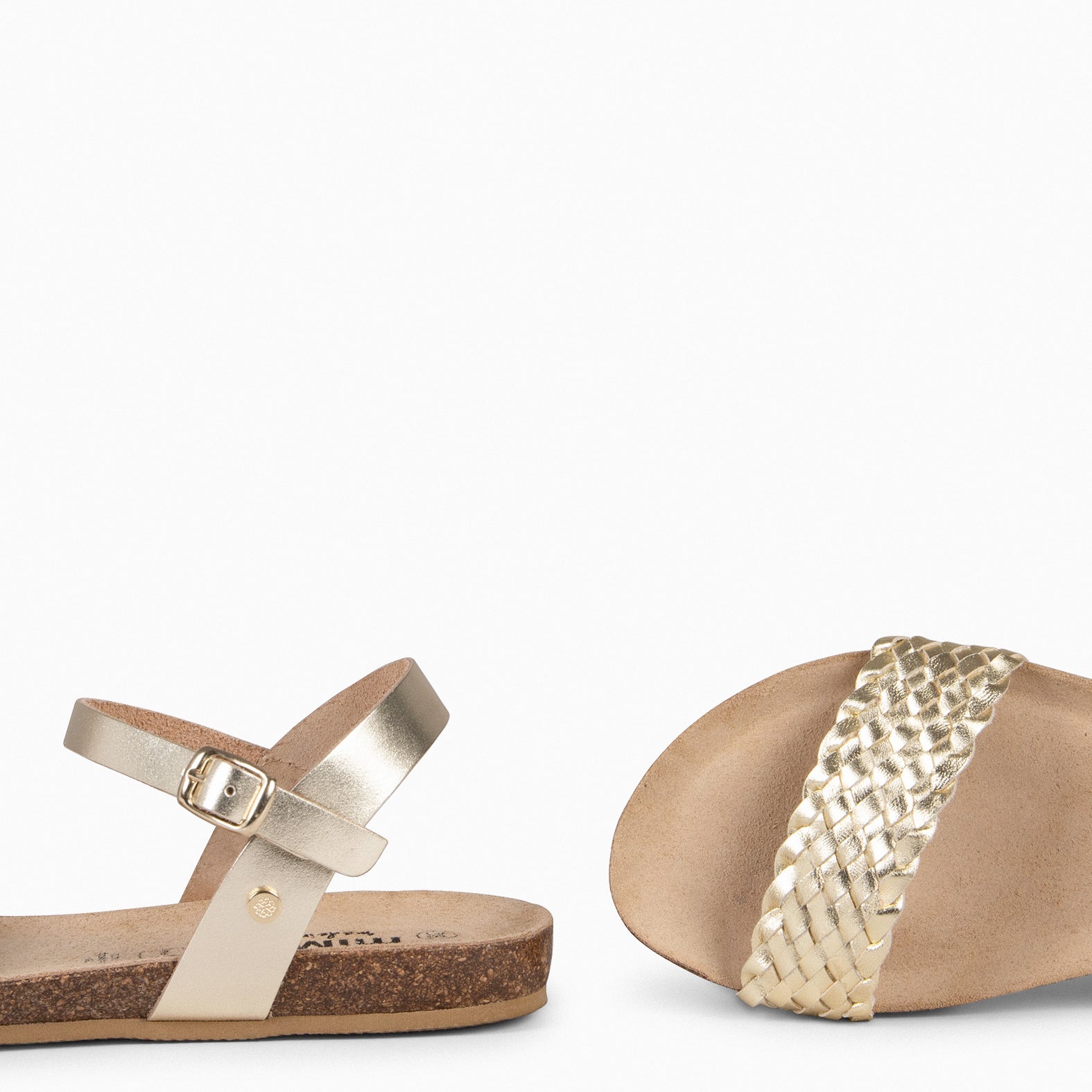 AIRE - Sandalias Planas BIO de tira Trenzada ORO