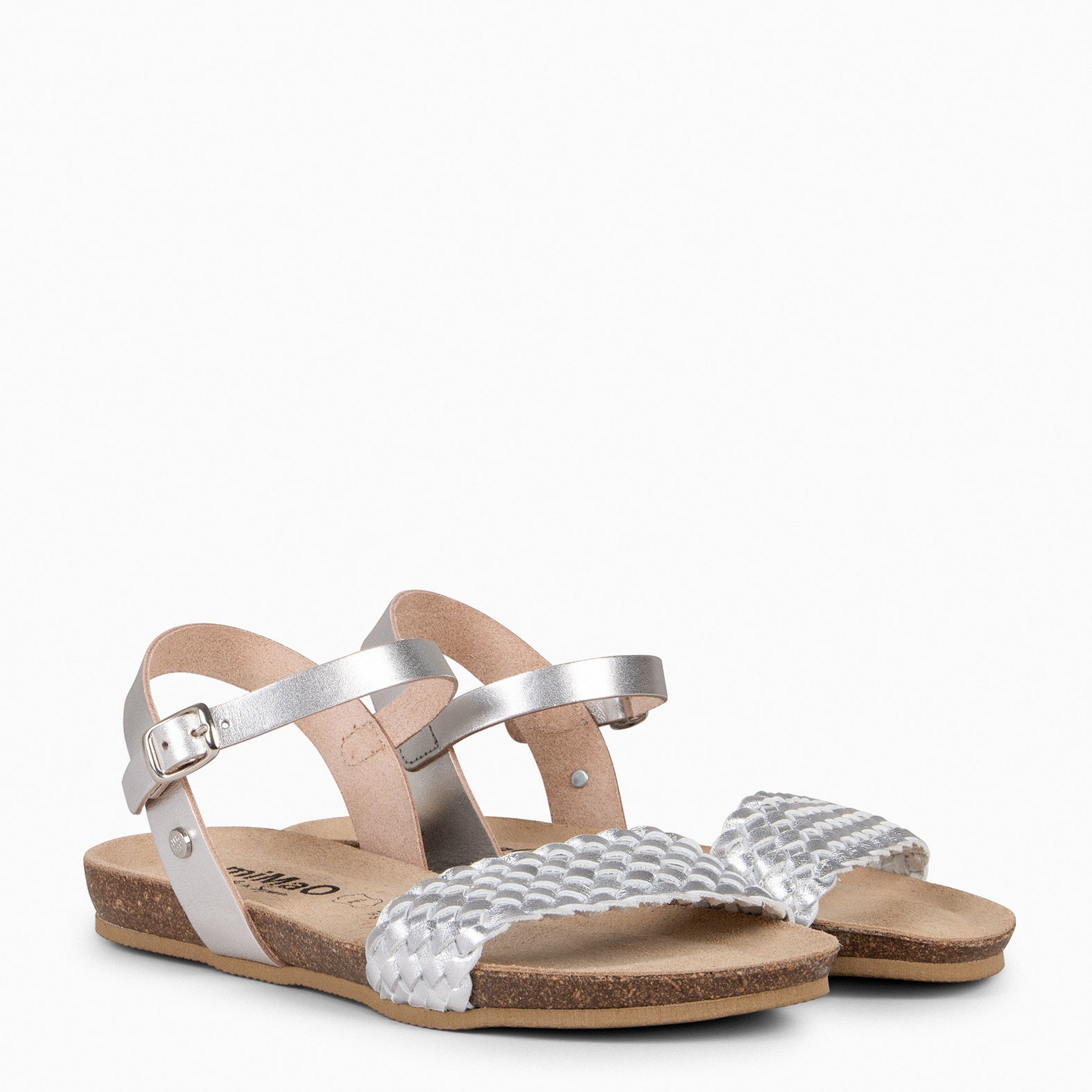 AIRE - Sandalias Planas BIO de tira Trenzada PLATA