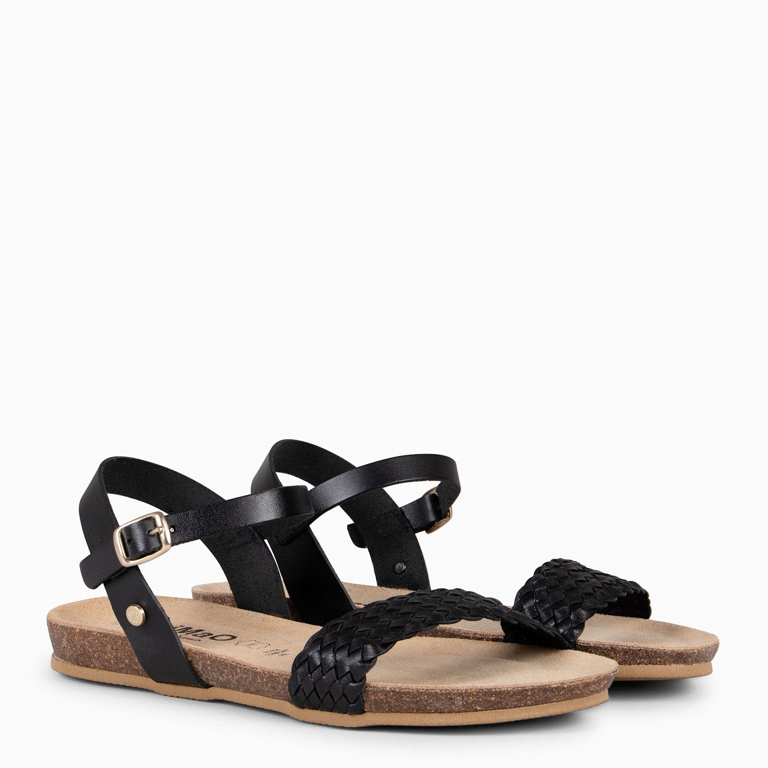 AIRE - Sandalias Planas BIO de tira Trenzada NEGRO