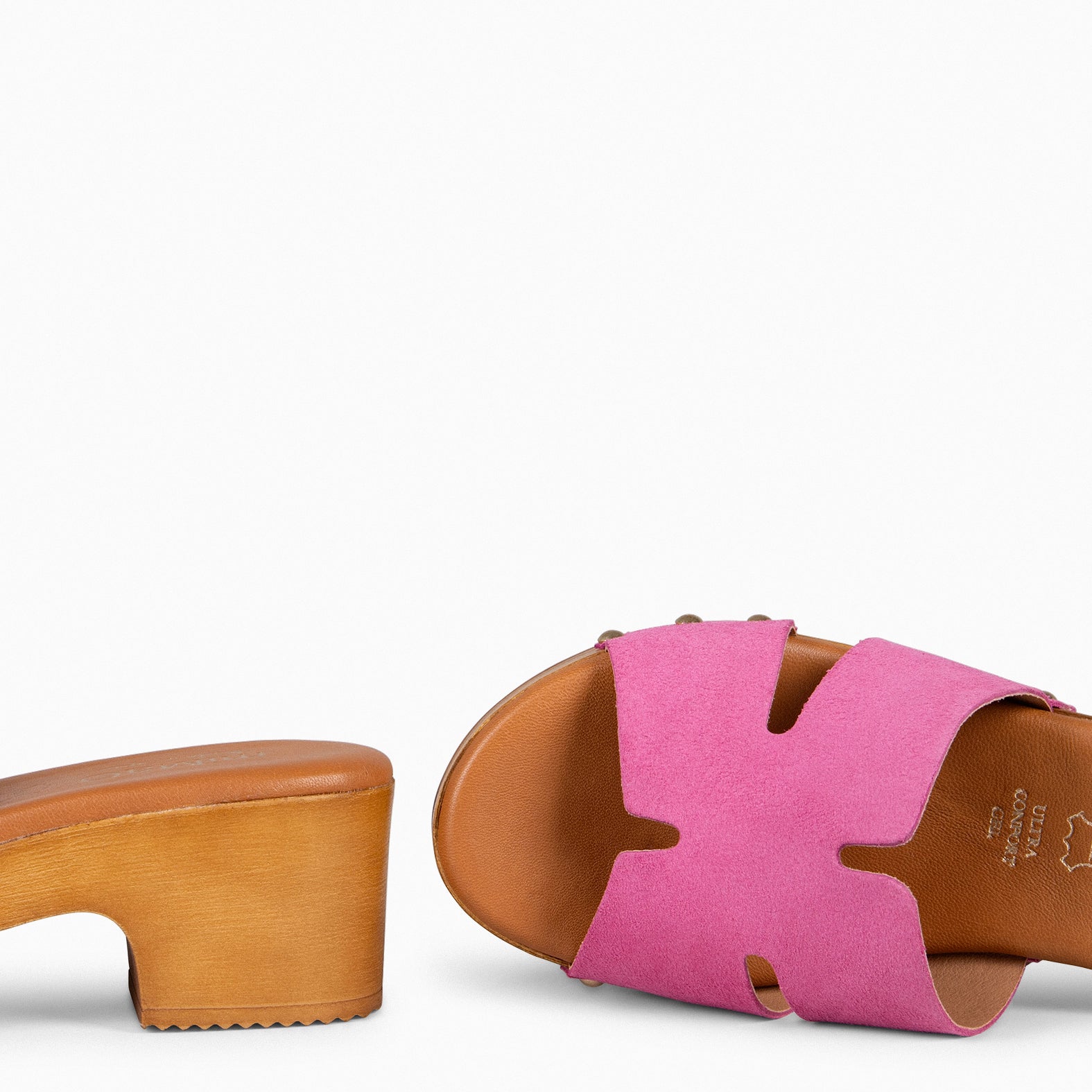 SEYA – Zuecos con tacón y plataforma FUCSIA
