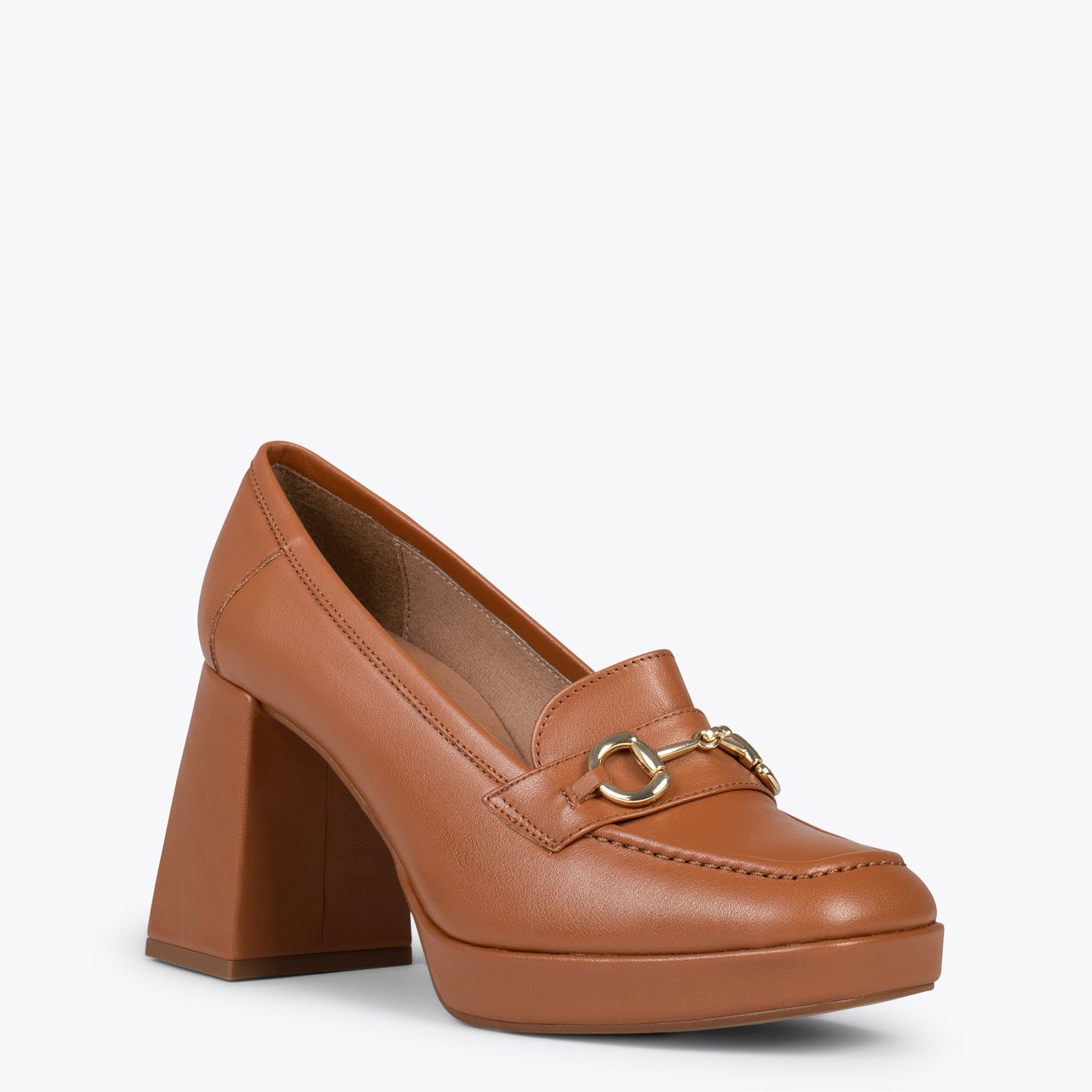 ANNETTE – Mocasines de mujer con tacón y plataforma CAMEL