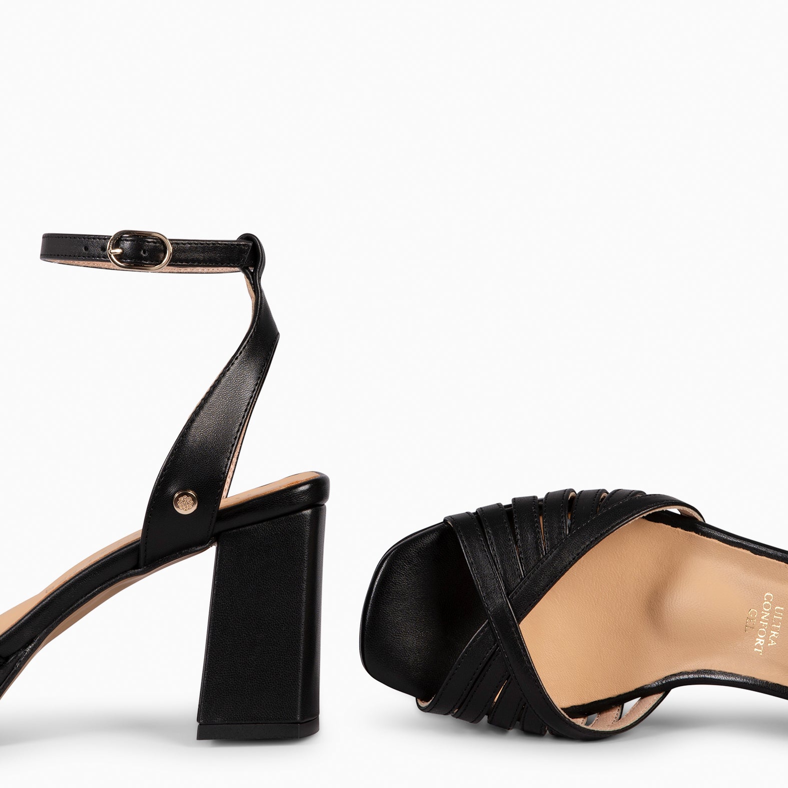 CRISTEL - SANDALIAS ELEGANTES DE TACÓN DE VESTIR NEGRO