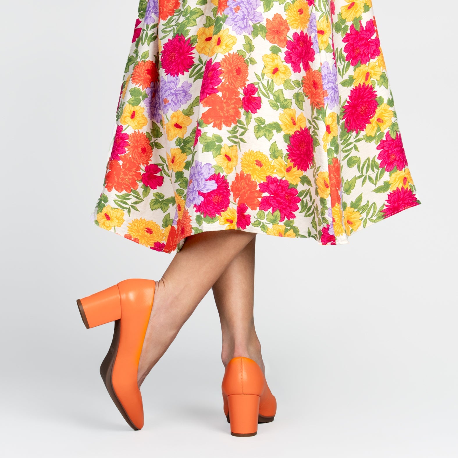 URBAN S SALON - Zapatos de tacón medio de napa NARANJA
