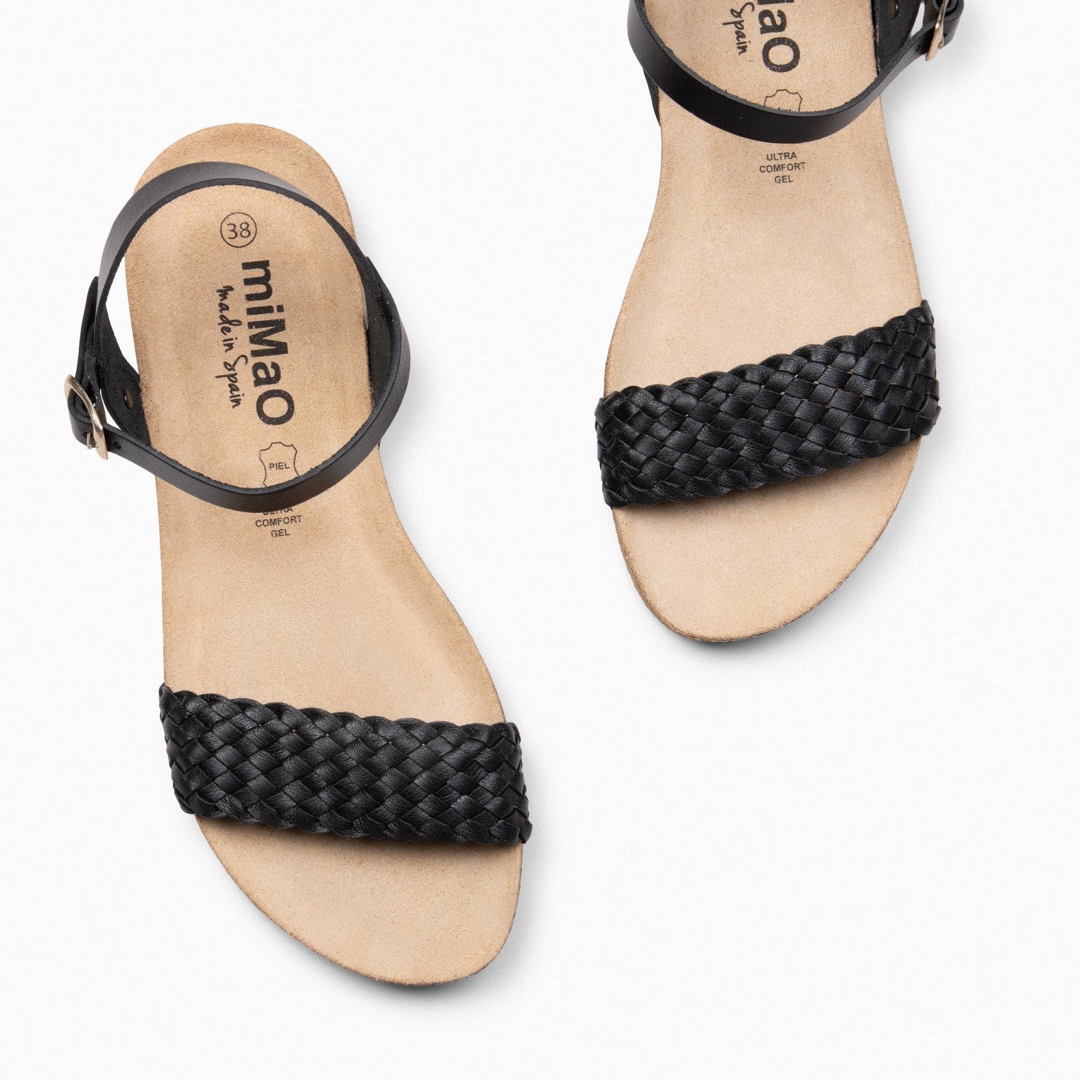 AIRE - Sandalias Planas BIO de tira Trenzada NEGRO