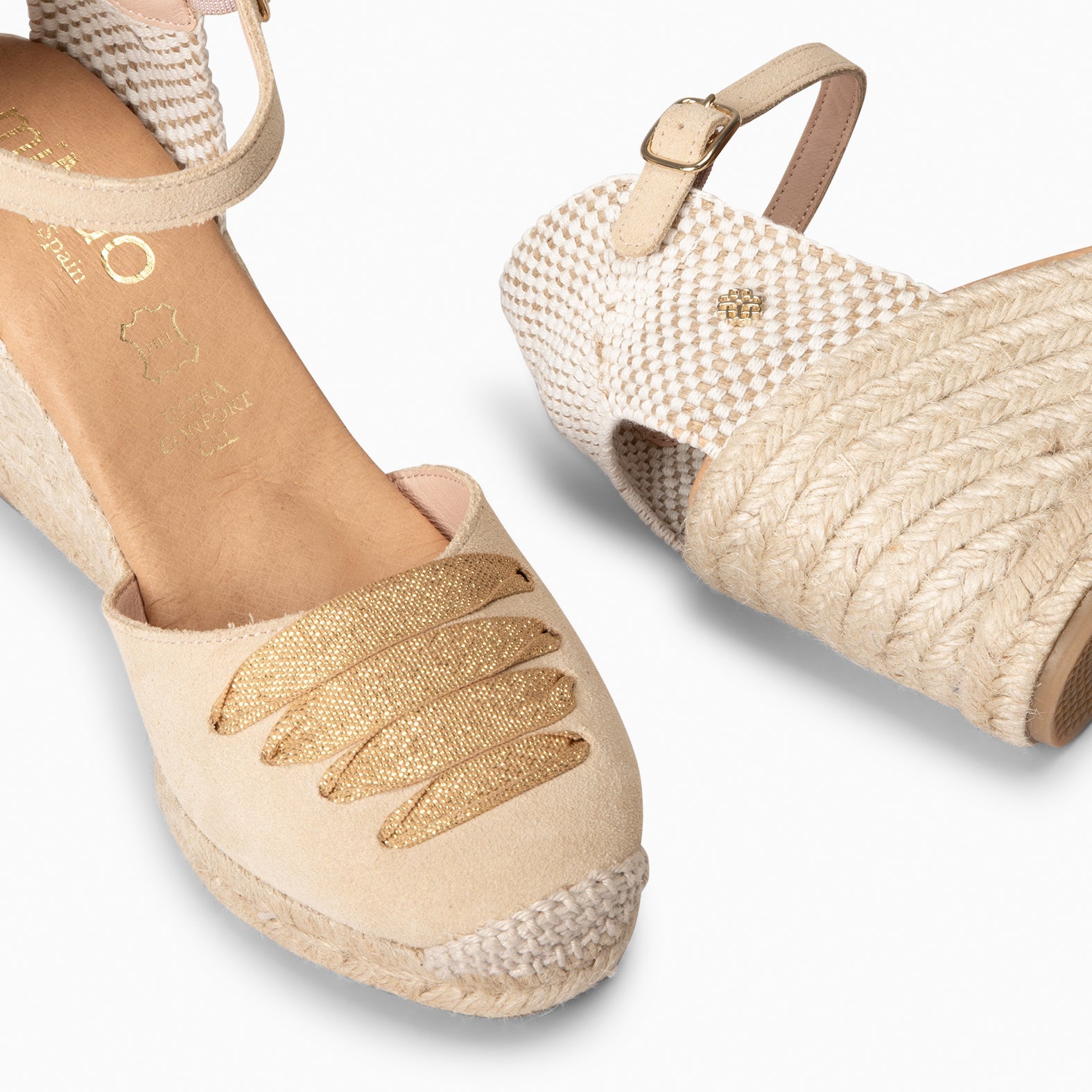 DELHI - CUÑA DE ESPARTO DE SERRAJE BEIGE