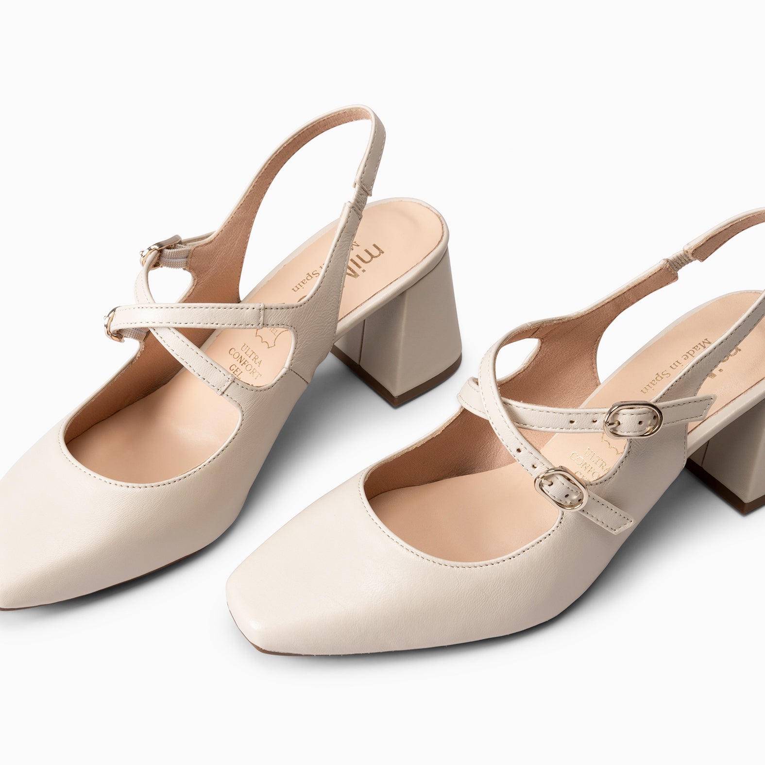 NAMIBIA - ZAPATOS DE MUJER DESTALONADOS DE TACÓN ANCHO HUESO