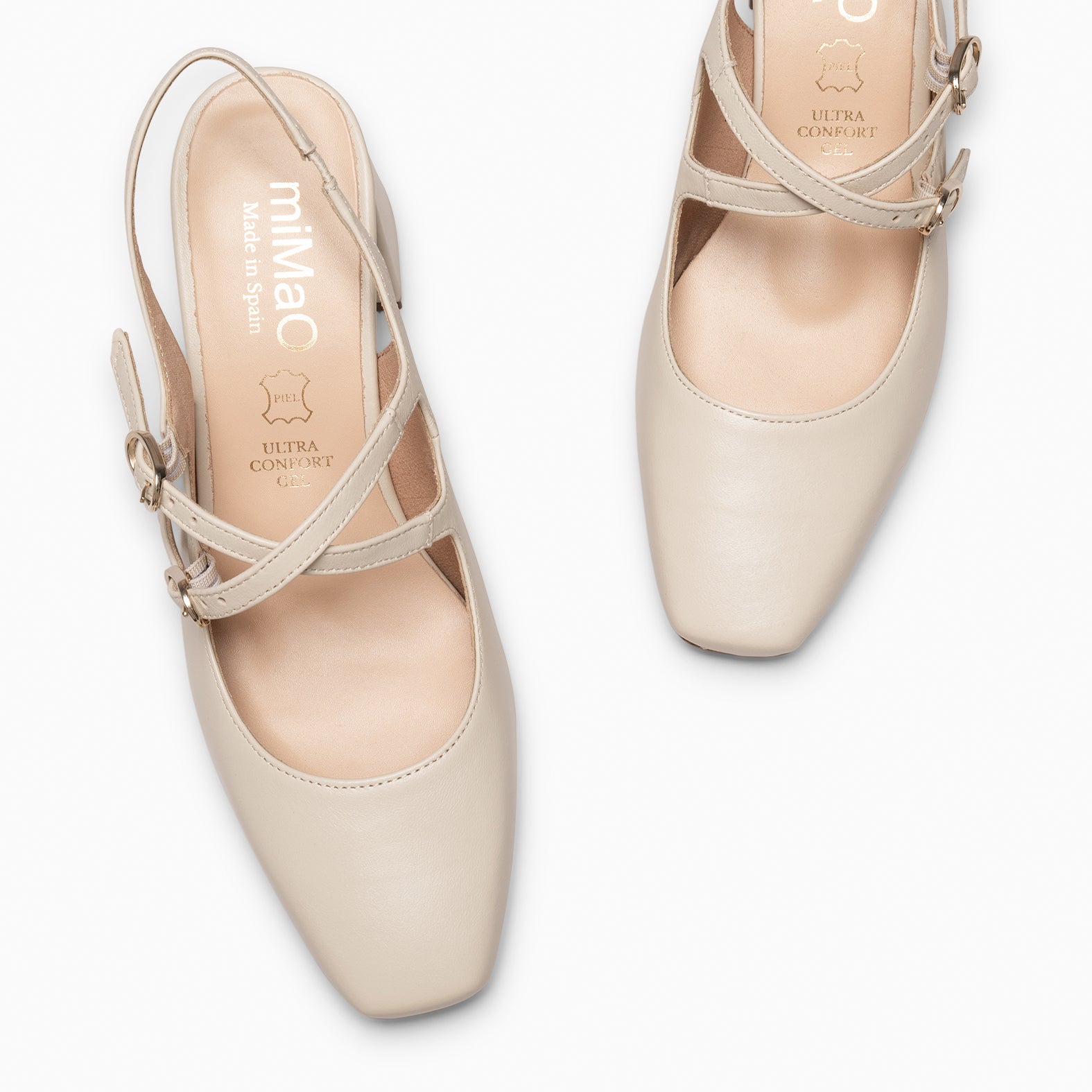 NAMIBIA - ZAPATOS DE MUJER DESTALONADOS DE TACÓN ANCHO HUESO
