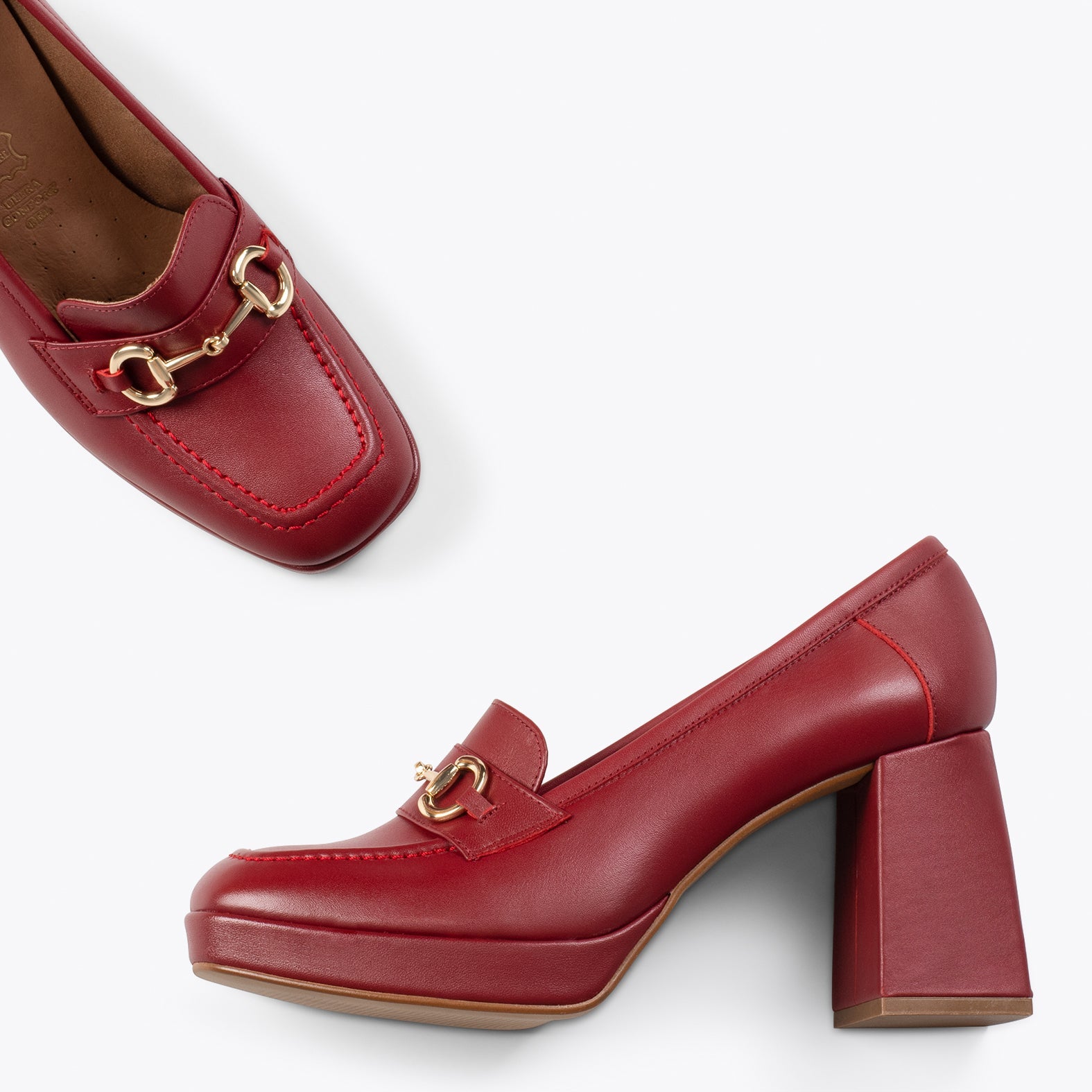ANNETTE – Mocasines de mujer con tacón y plataforma BURDEOS