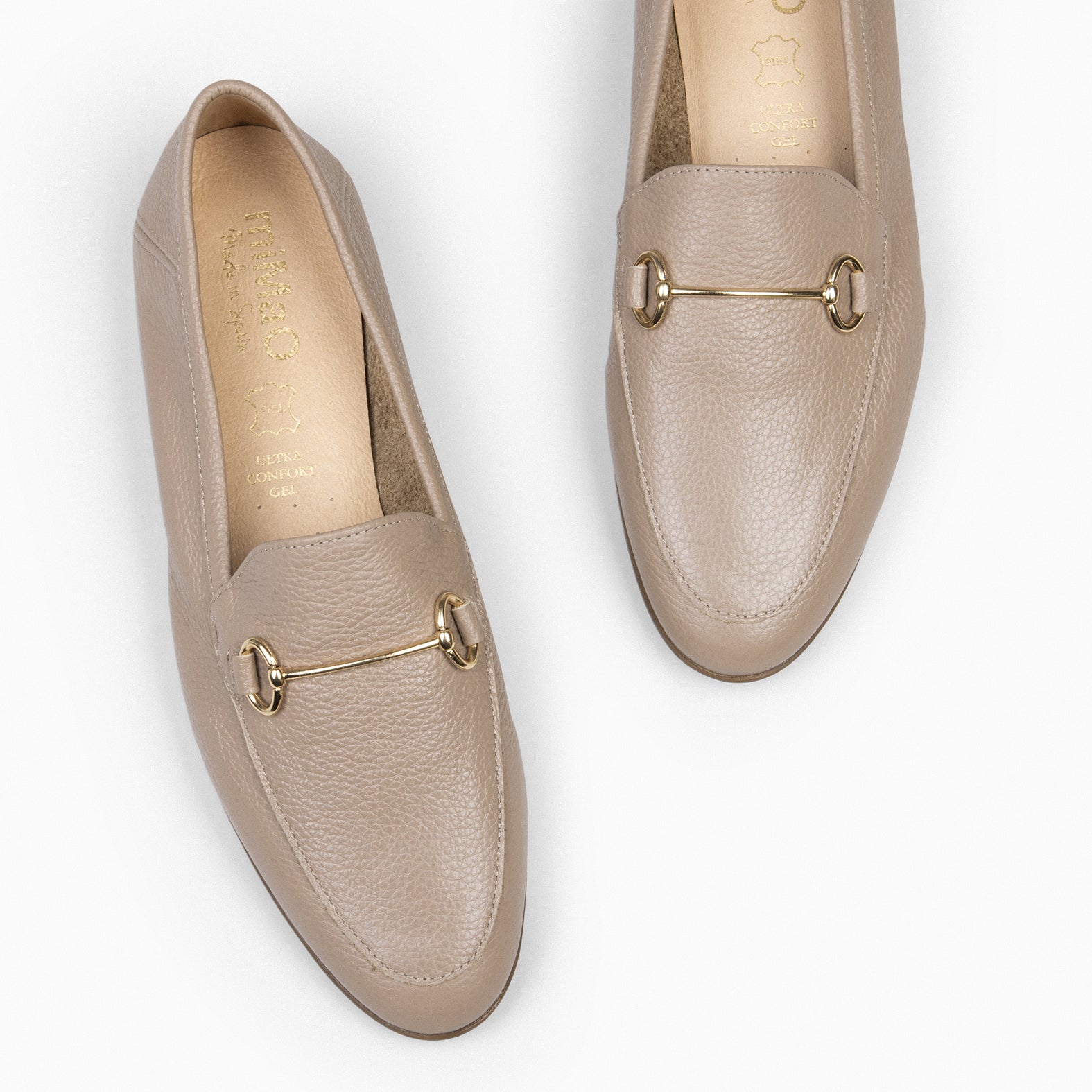 STYLE – Mocasines planos TAUPE con adorno metalizado