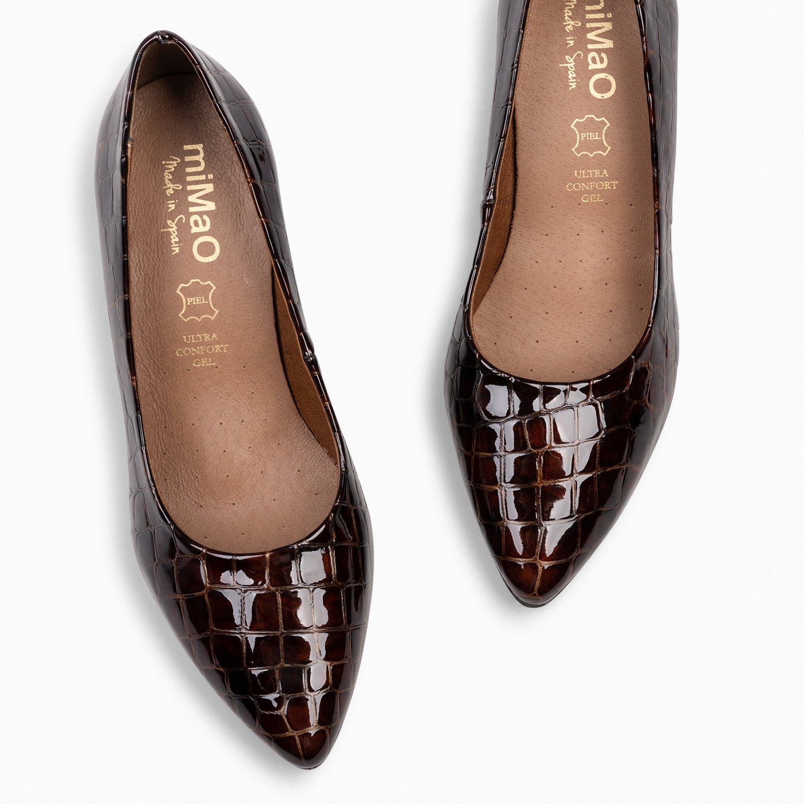 URBAN S COCO – Zapatos de tacón con textura de cocodrilo CAFÉ