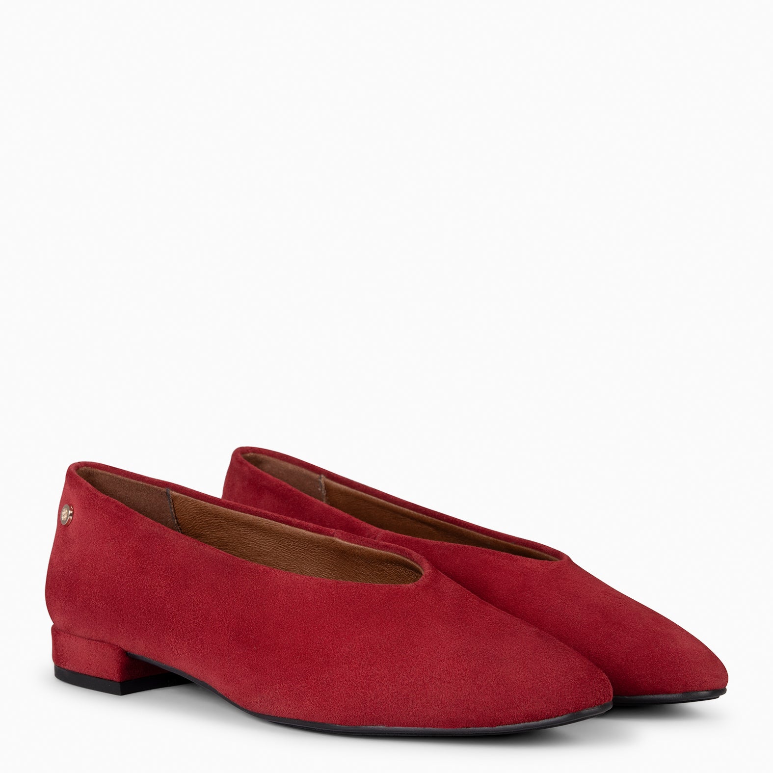 URBAN LACY - Bailarina con tacón bajo en piel de serraje ROJO