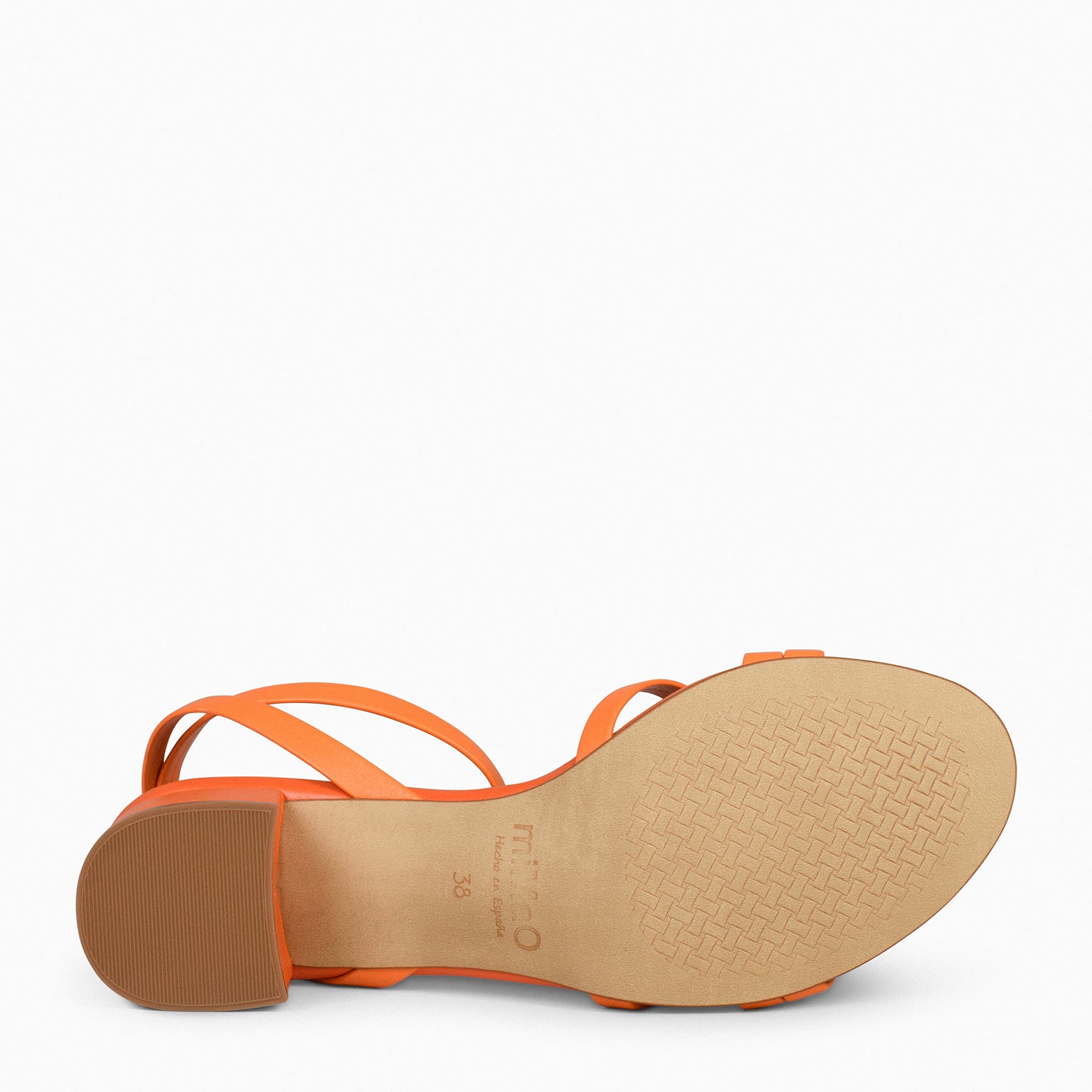 VIENA – Sandalias de tiras finas y tacón bajo NARANJA