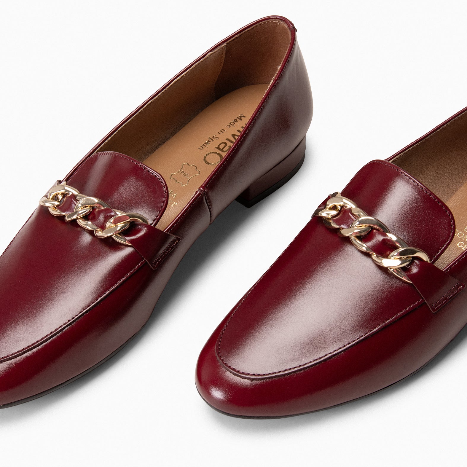 CHAIN - Mocasines planos con adorno metalizado BURDEOS
