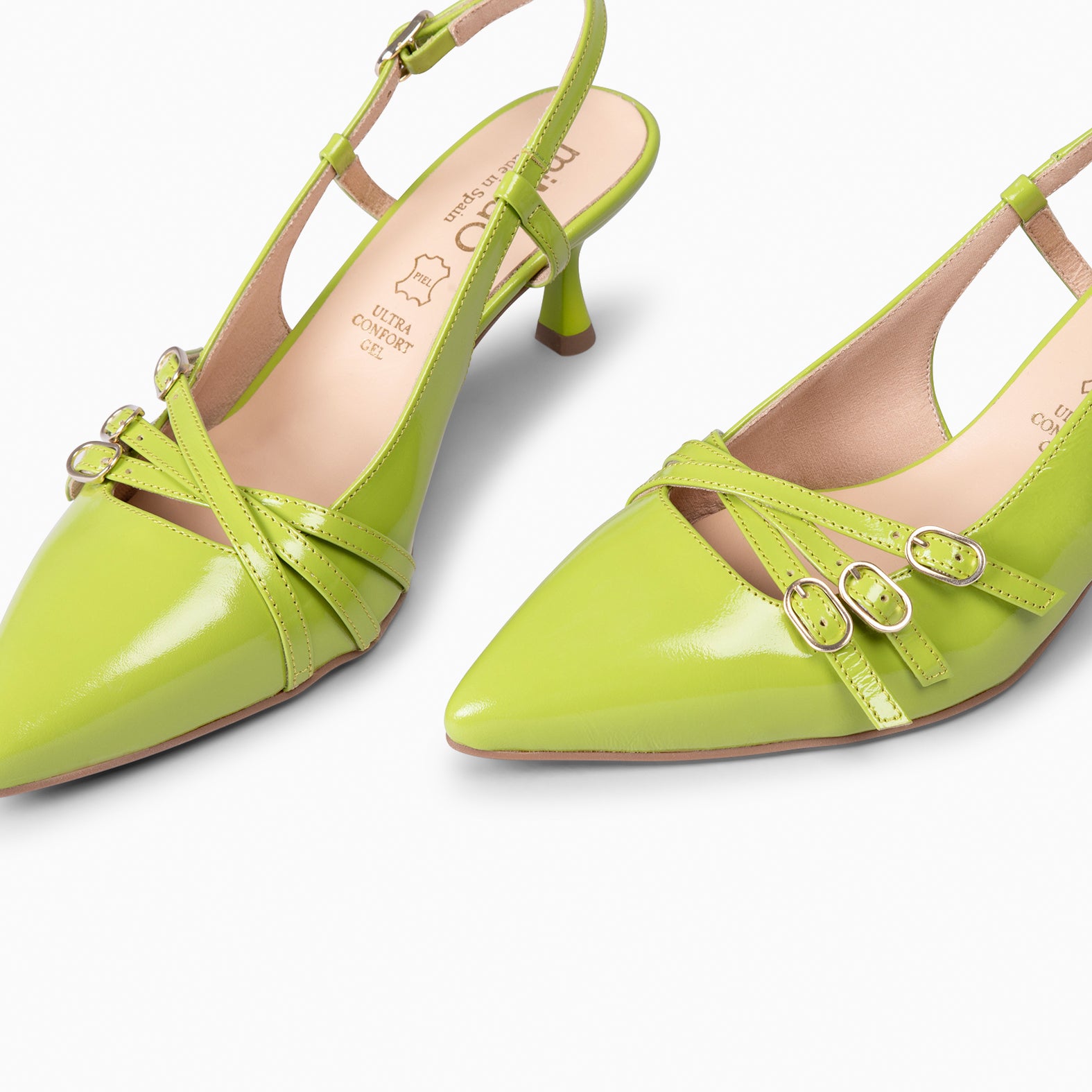 RITA - ZAPATOS DE TACÓN BAJO DESTALONADOS PISTACHO