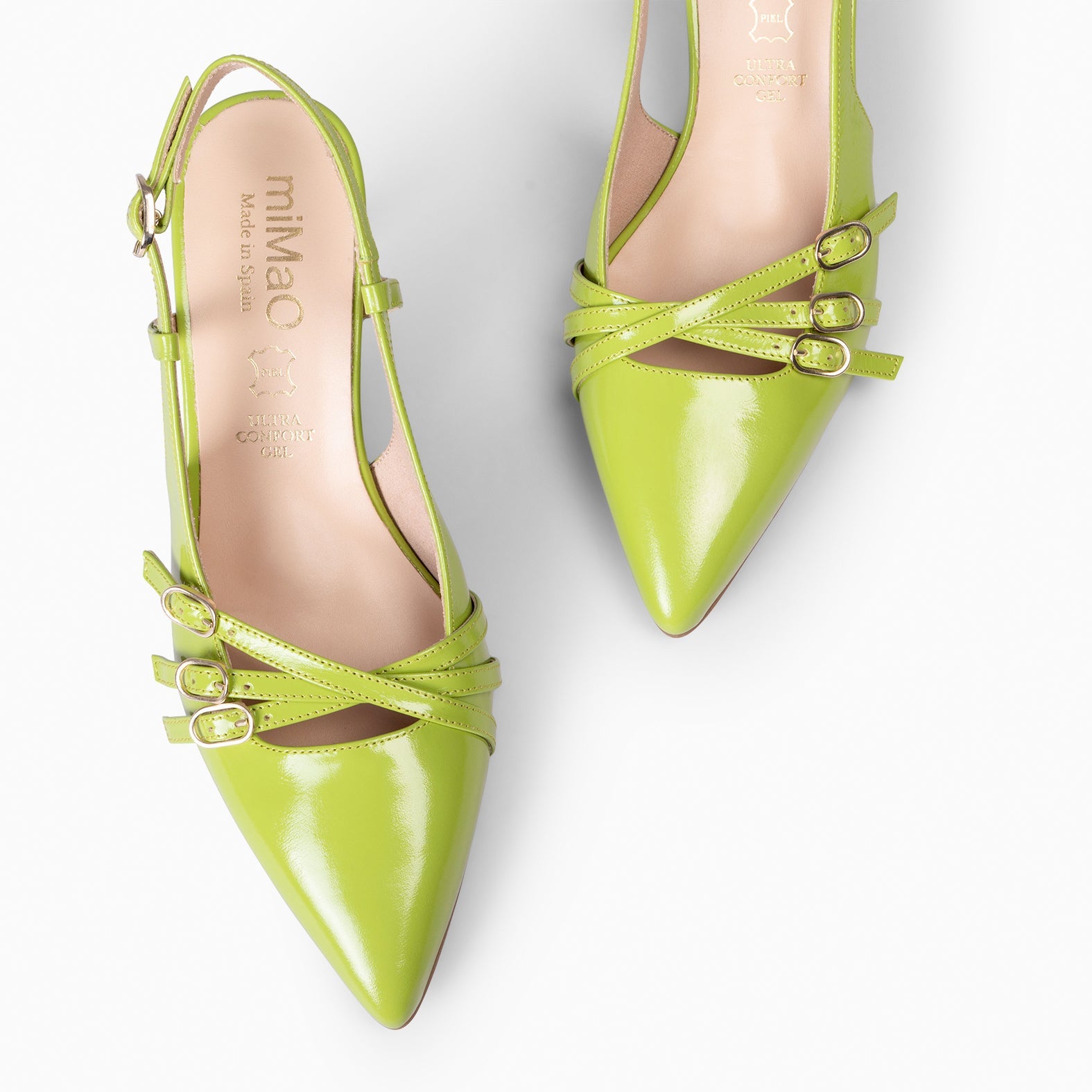 RITA - ZAPATOS DE TACÓN BAJO DESTALONADOS PISTACHO