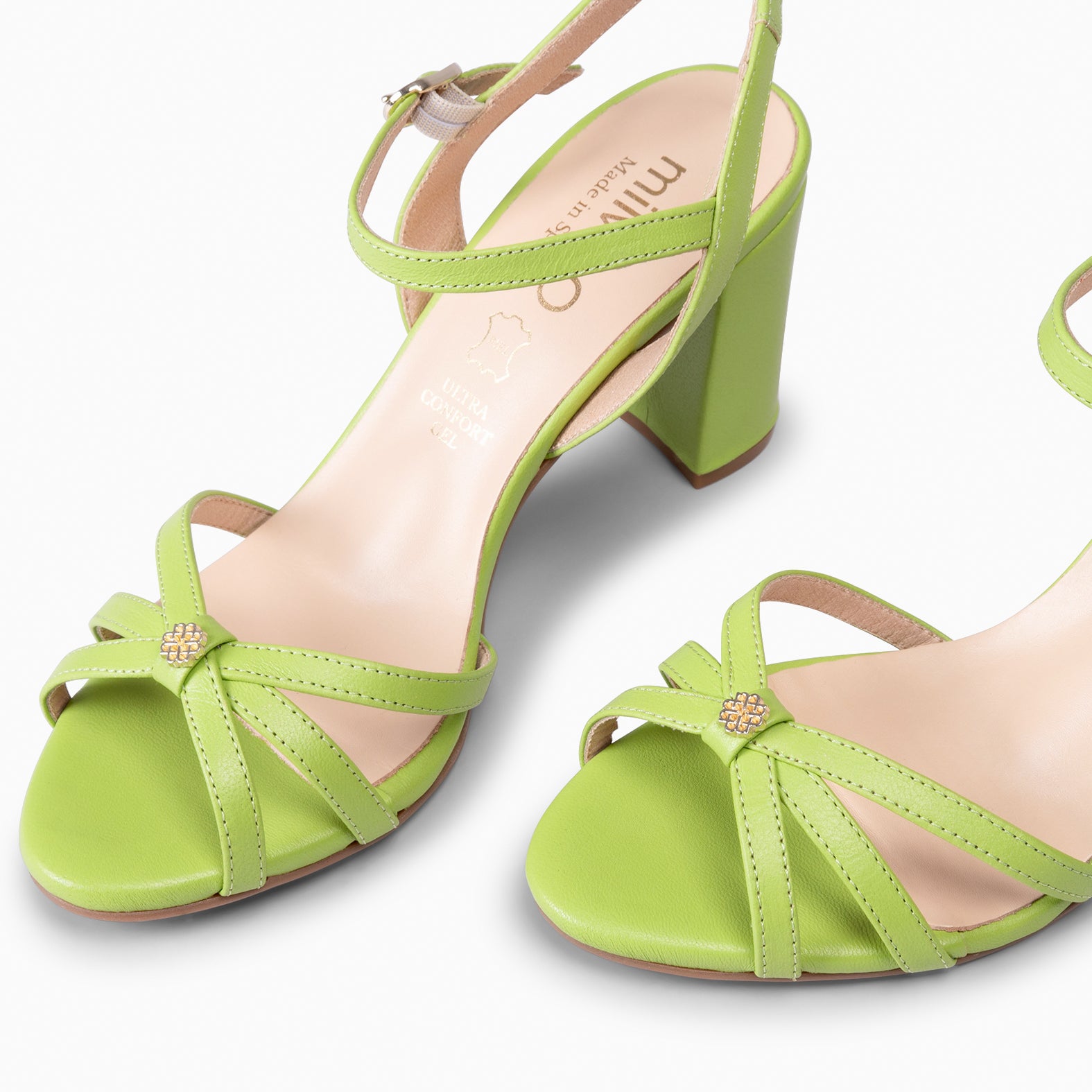 SONIA - SANDALIAS ELEGANTES DE TACÓN ALTO VERDE PISTACHO
