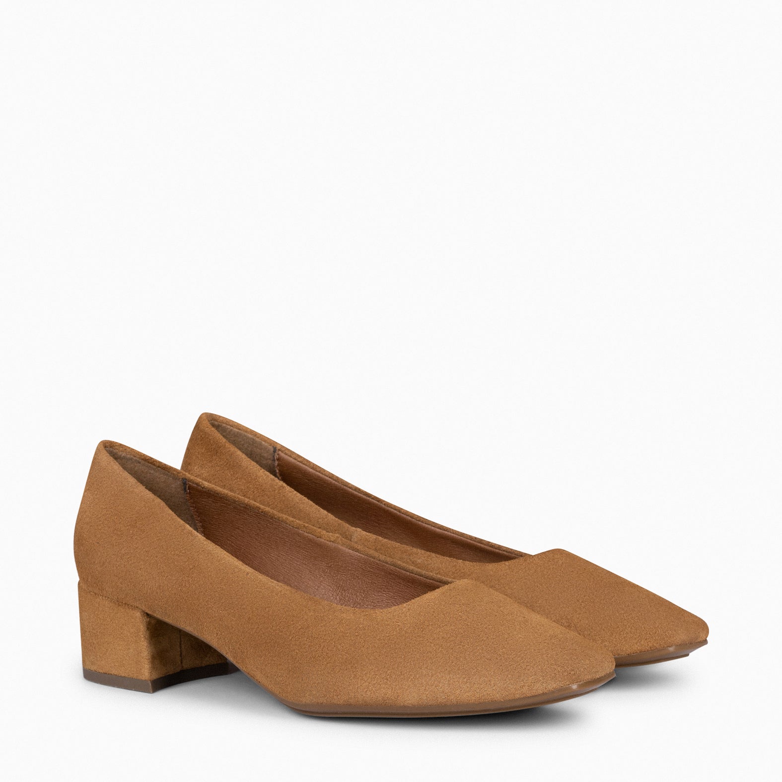 URBAN LADY - Zapatos de tacón bajo de serraje CAMEL