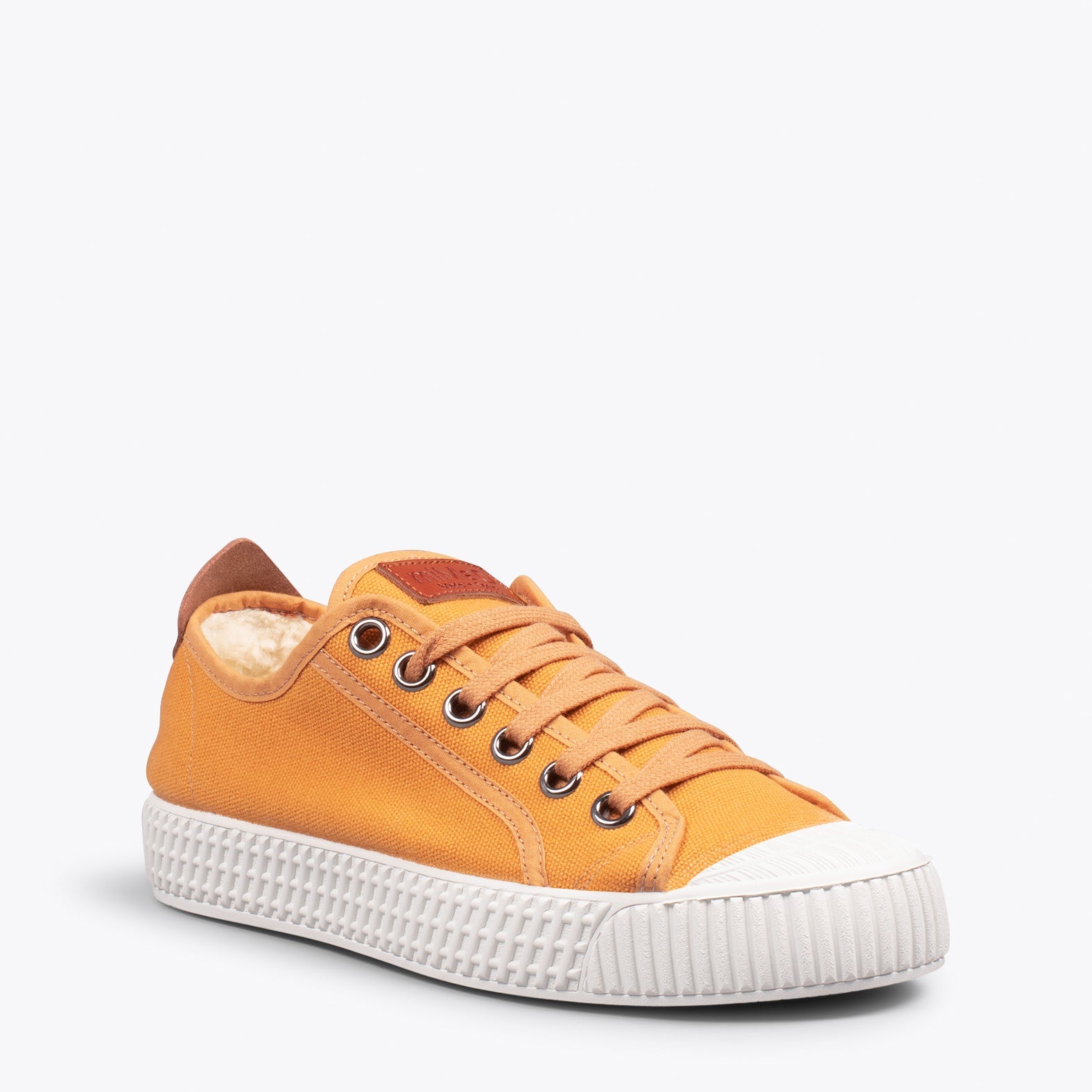 BAMBA - Zapatillas de lona hidrófuga con borreguito MOSTAZA