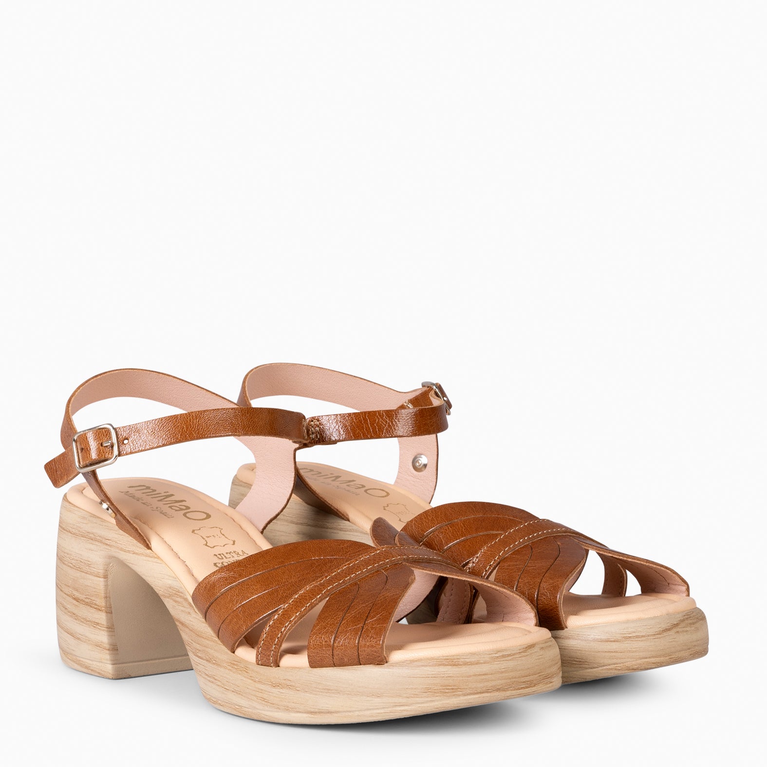 LANCY - SANDALIAS CASUAL DE TACÓN CAMEL