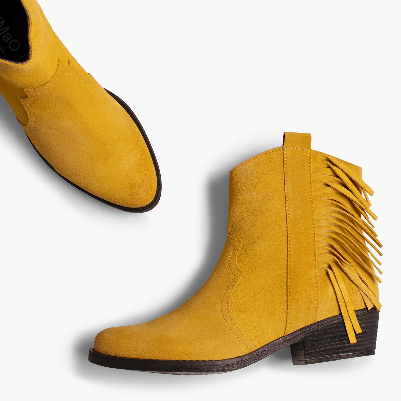 BOHO- Botín cowboy MOSTAZA con flecos