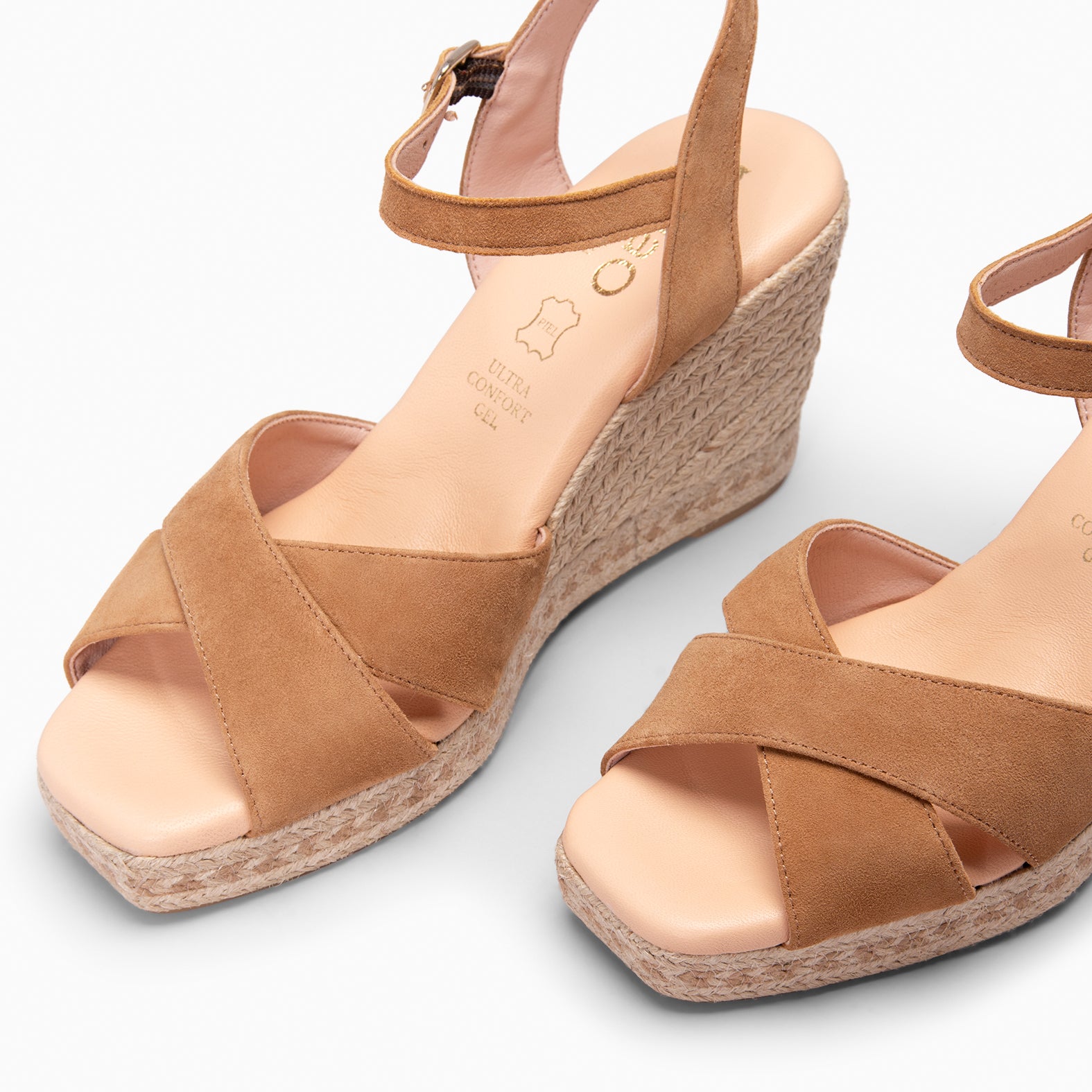 VERA - Cuña de esparto de ante CAMEL