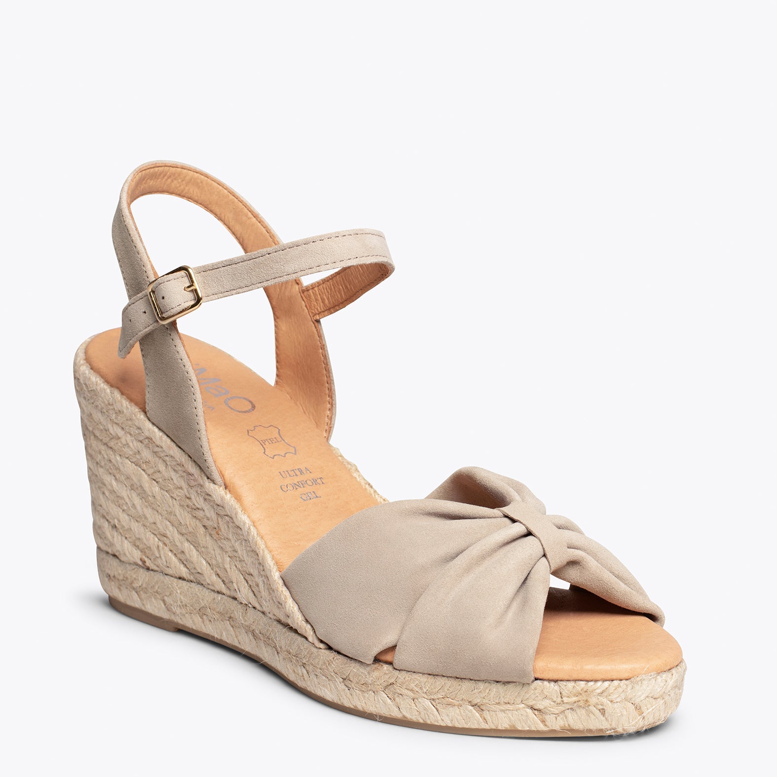 PALMA - Sandalias de esparto con cuña TAUPE