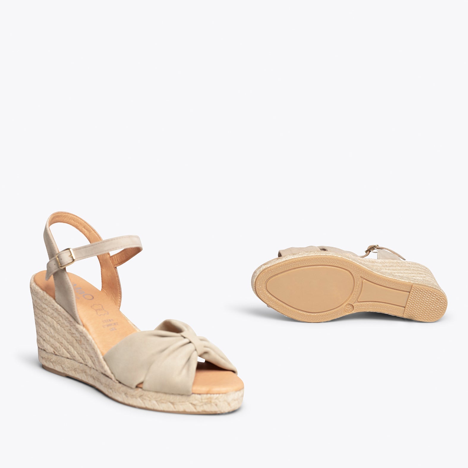 PALMA - Sandalias de esparto con cuña TAUPE