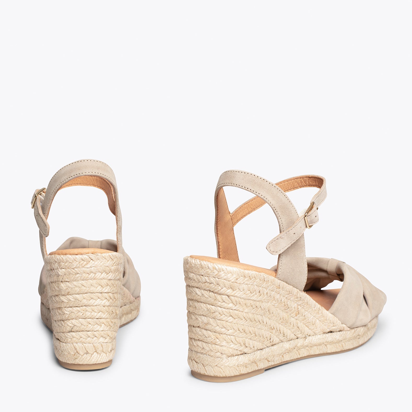 PALMA - Sandalias de esparto con cuña TAUPE