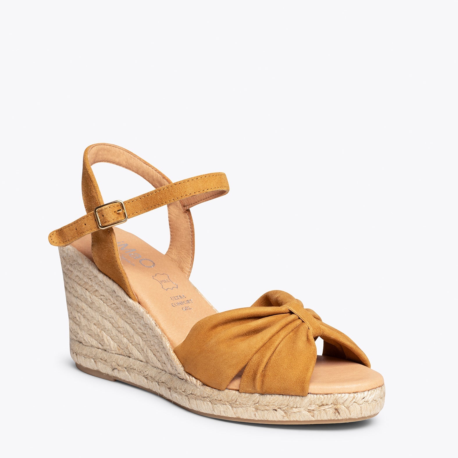 PALMA - Sandalias de esparto con cuña CAMEL