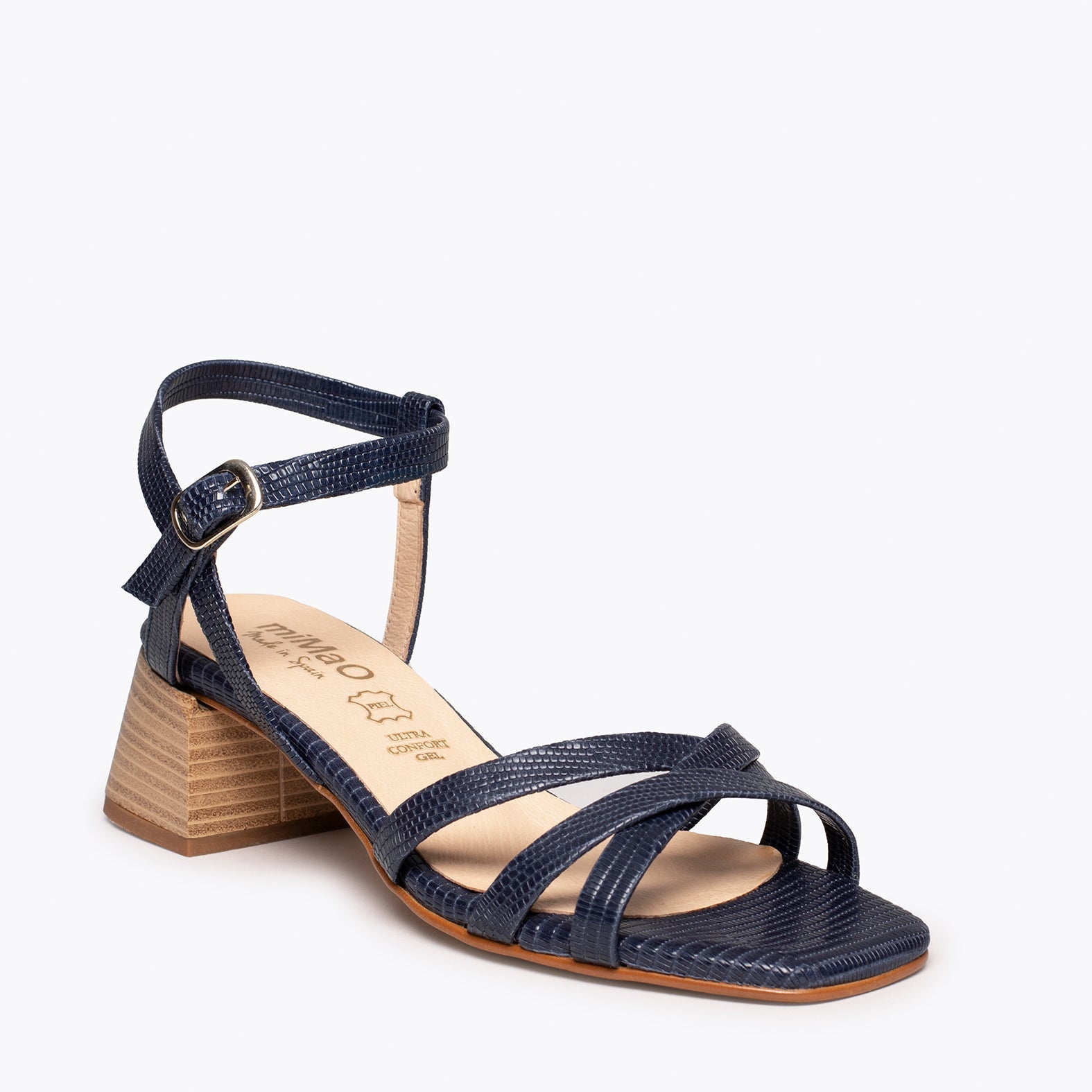ELEGANT Sandalias AZUL MARINO de vestir textura Serpiente