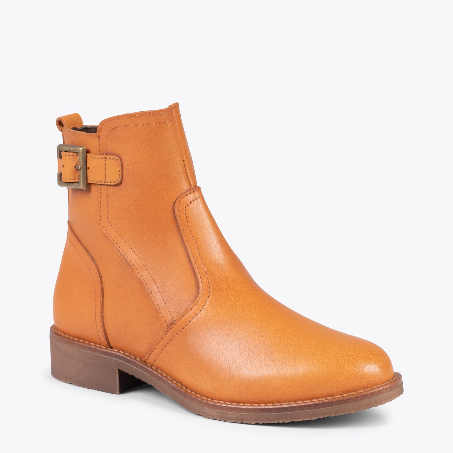 BIKER – Botines bajos con hebilla MARRÓN